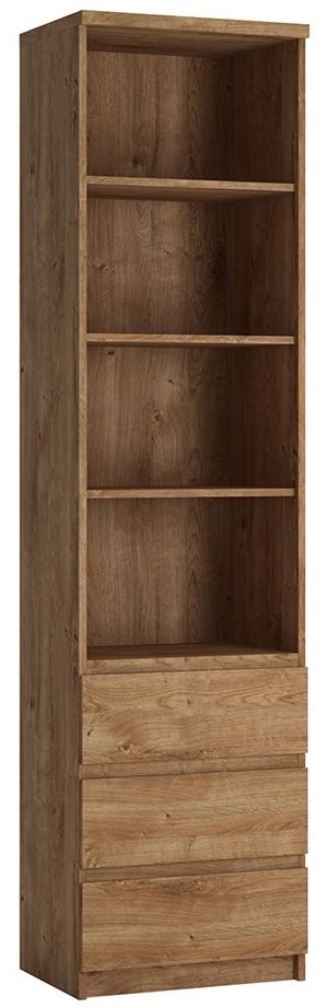 Fribo Bookcase - 3 Drawer - Narrow - Oak