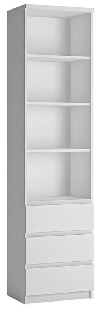 Fribo Bookcase - 3 Drawer - Narrow - White