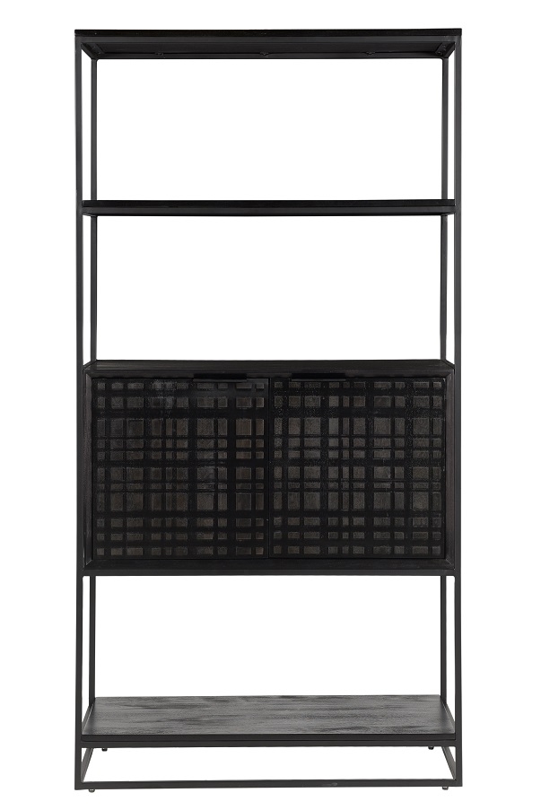 Fusion Mango Wood Bookcase - Black - Geometric