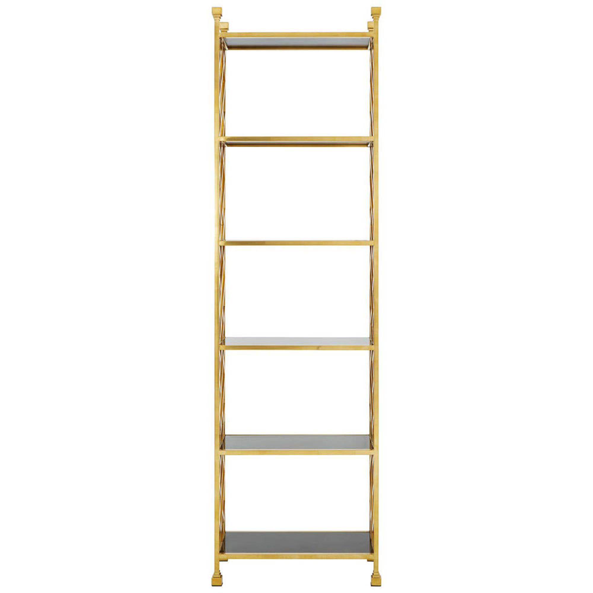 Horizon Bookcase - Black Glass with Gold Metal