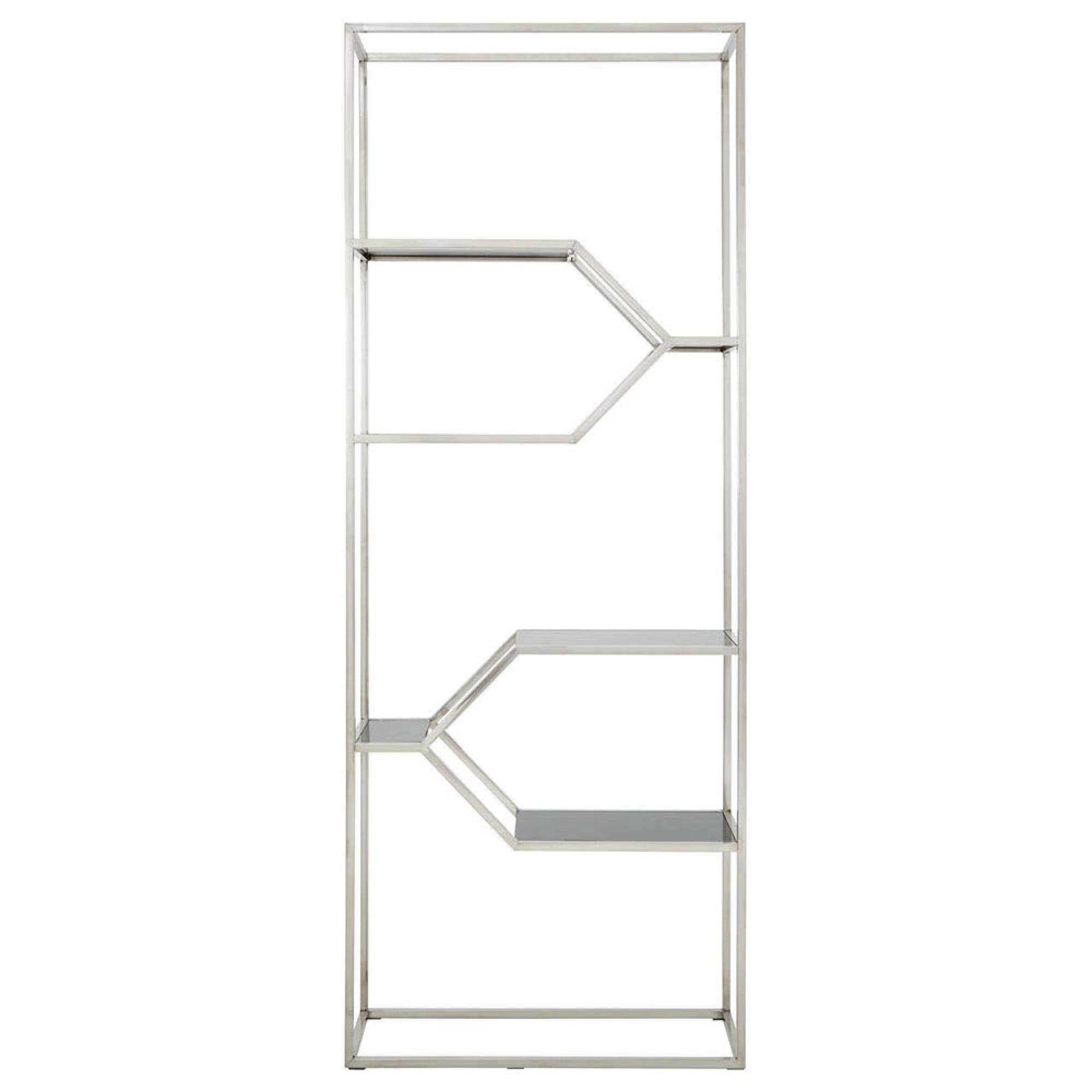 Horizon Open Shelving Unit - Black Glass with Silver Metal