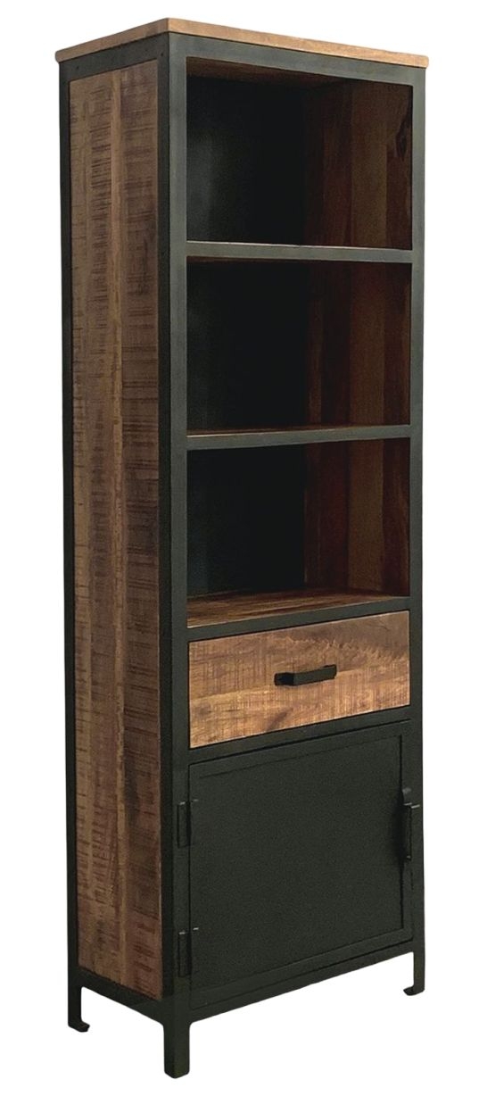 Induse Bookcase - Narrow - Industrial - Mango Wood