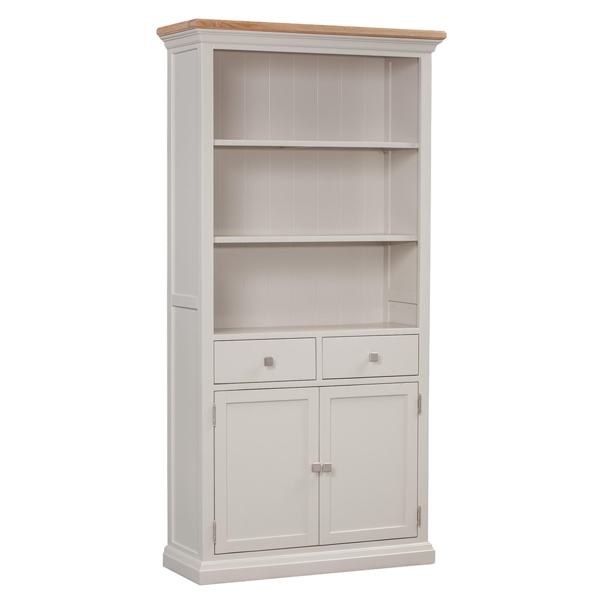 Cotswold Large Bookcase - with Cupboard - Oak and Painted