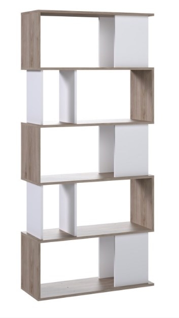 Maze Bookcase - Open - Oak and White