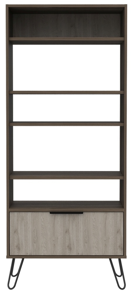 Nevada Bookcase - Grey Oak - Hairpin Legs
