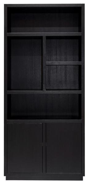 Oakura Black Oak Bookcase with Cupboard - RH