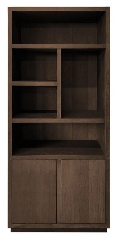 Oakura Dark Oak Bookcase with Cupboard - LH