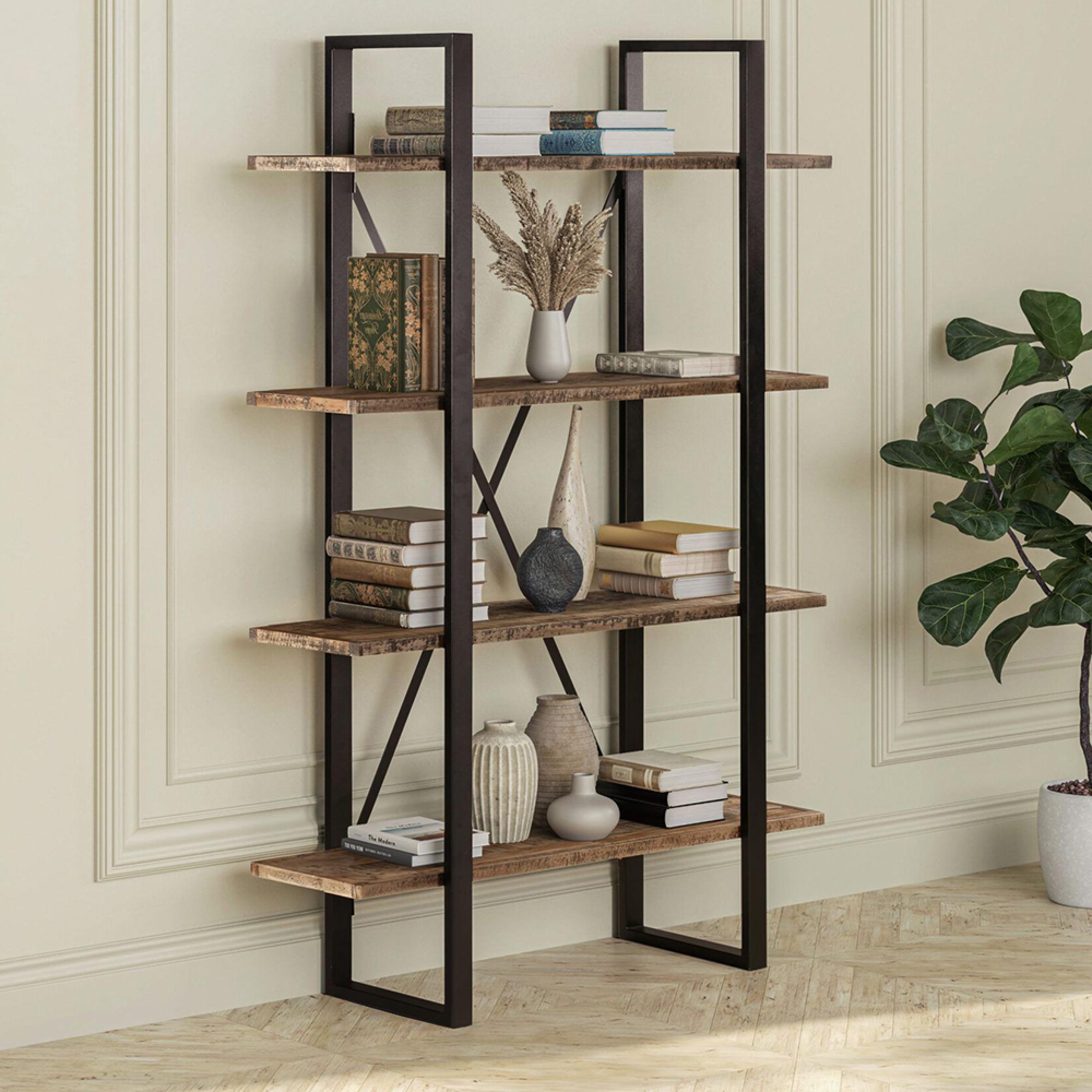 Preston Industrial Style Rustic Open Shelving Unit