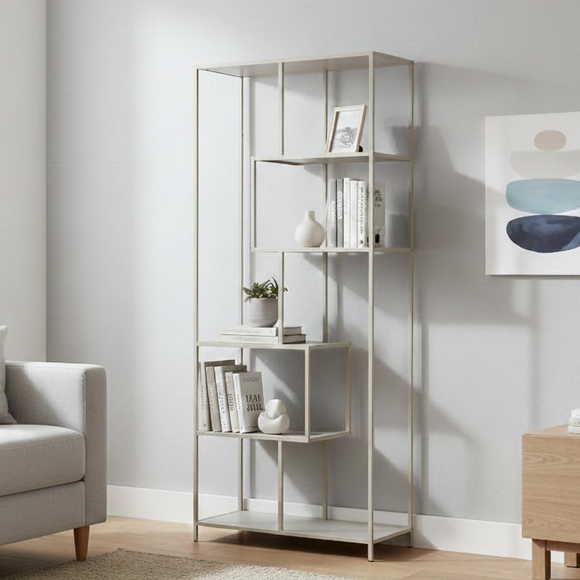 Seaford Tall Bookshelf - Grey Melamine and Metal
