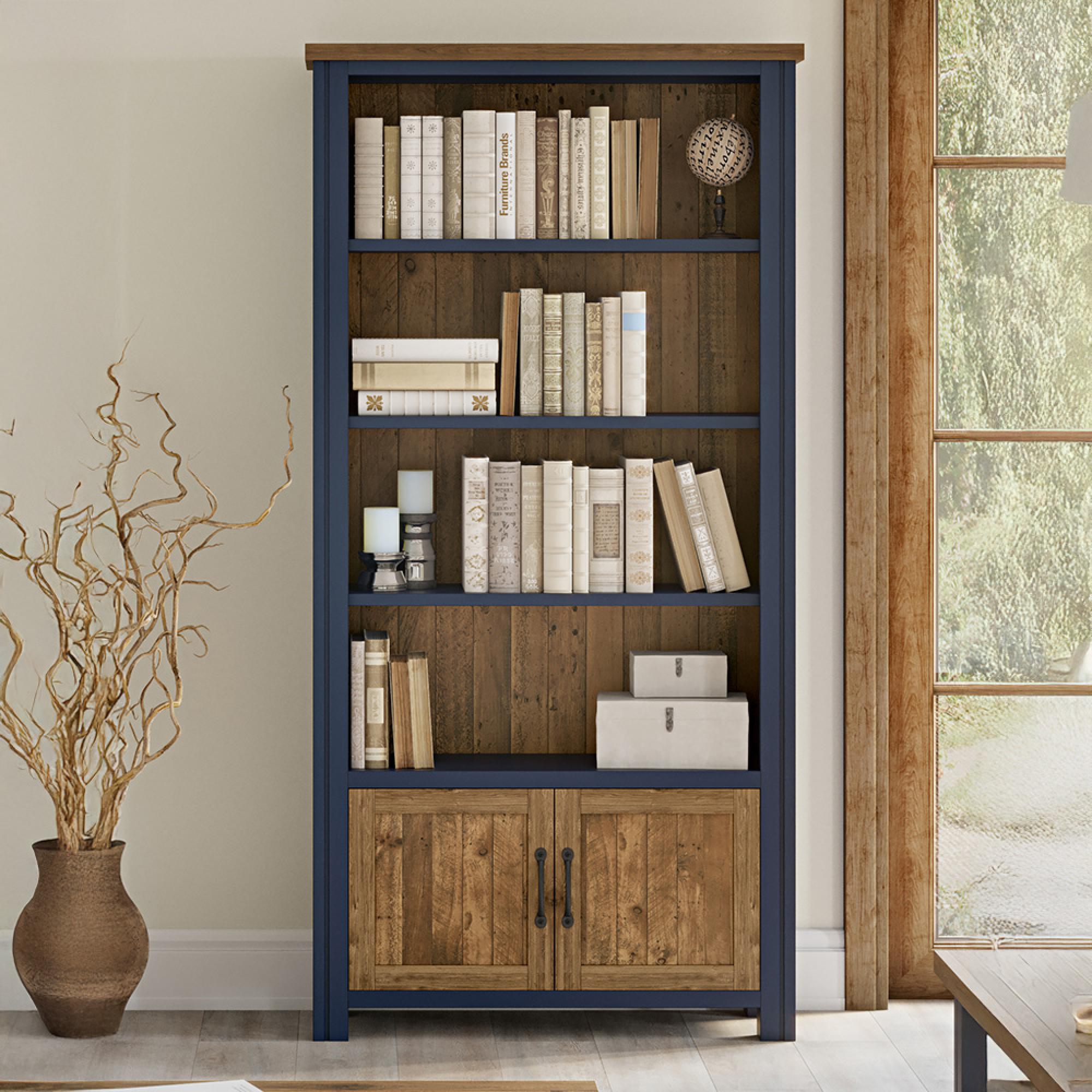 Splash Blue Open Bookcase - Large - 2 Door