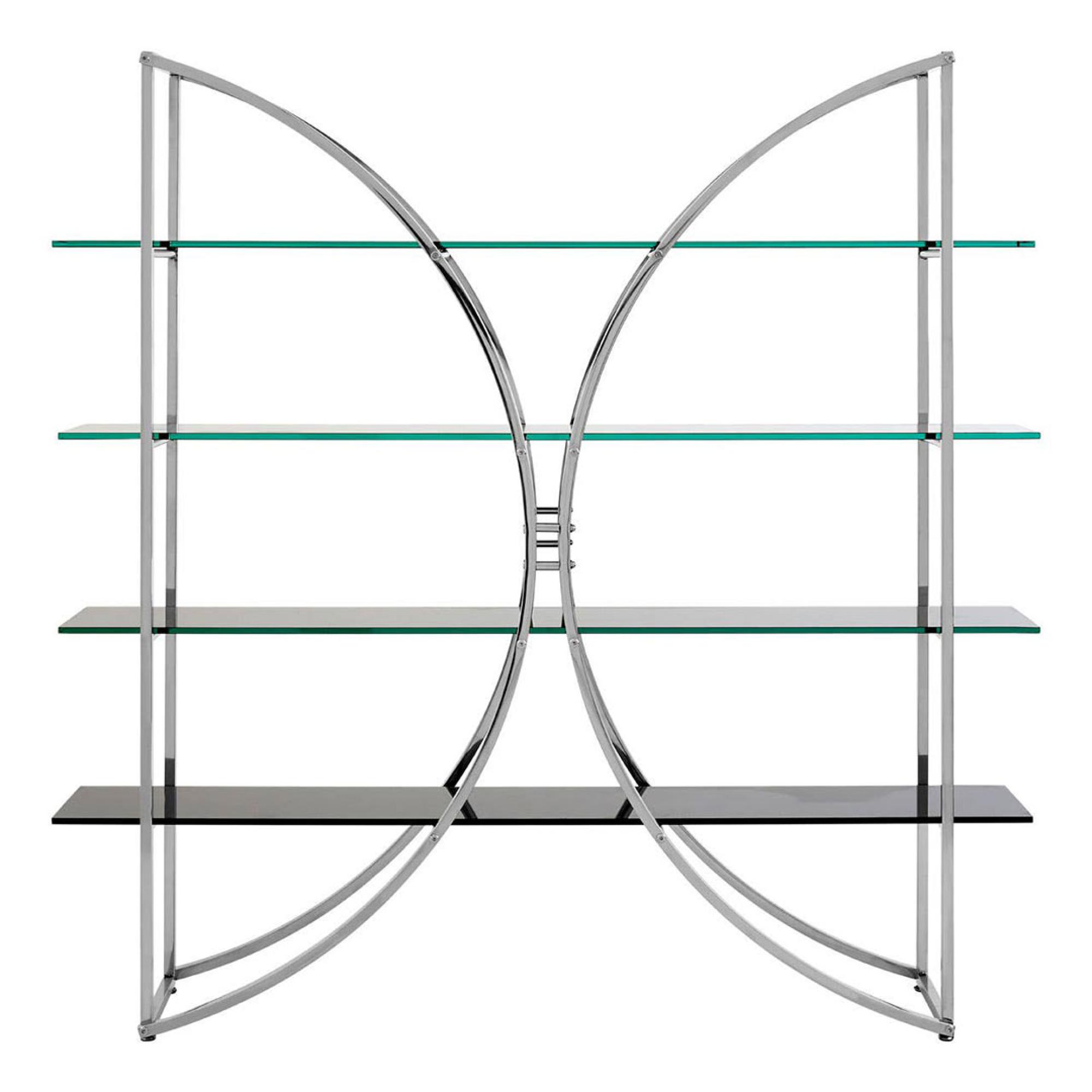 Vogue Shelving Unit - Glass and Chrome - Open D Shape Wide