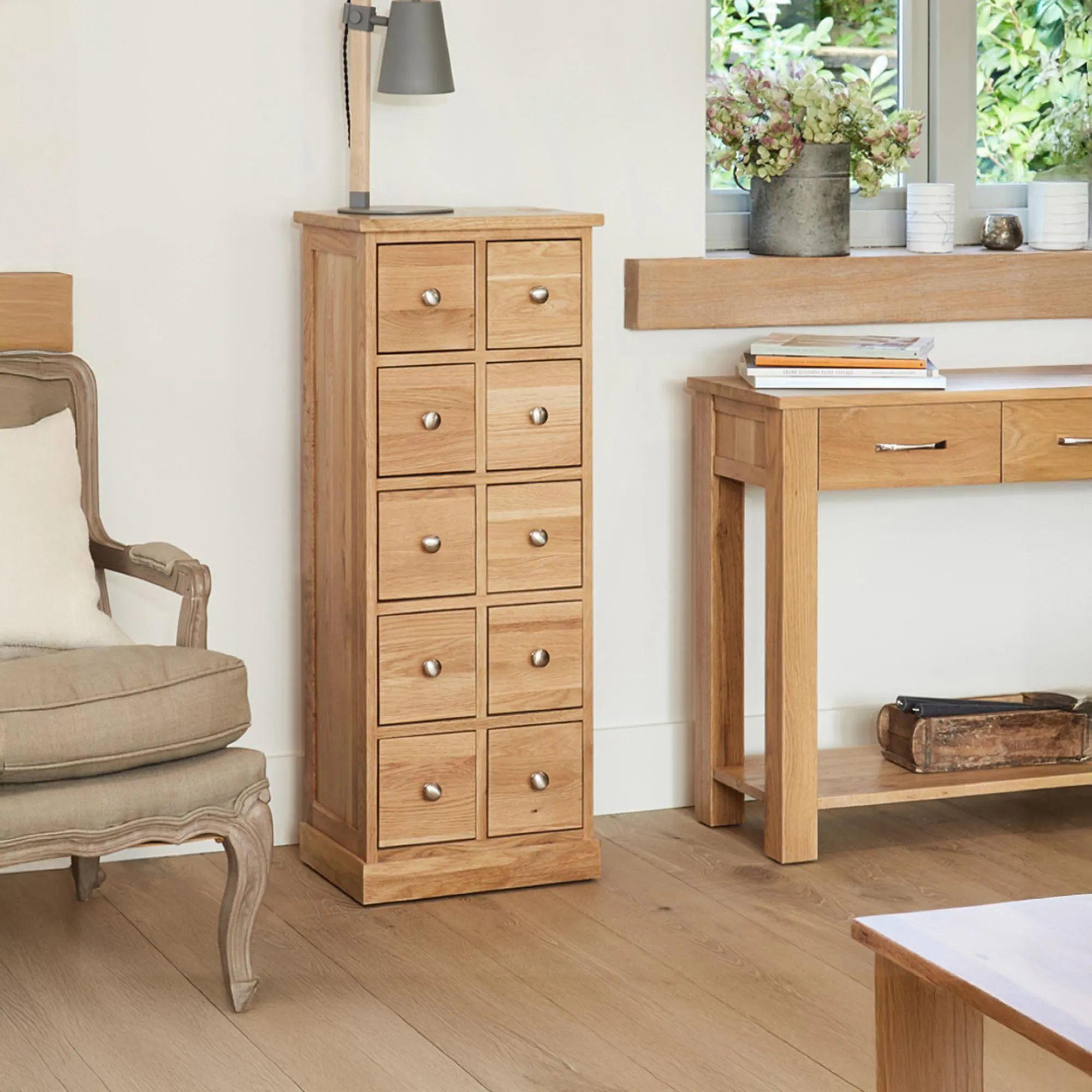 Mobel Oak CD & DVD Chest - 10 Drawer