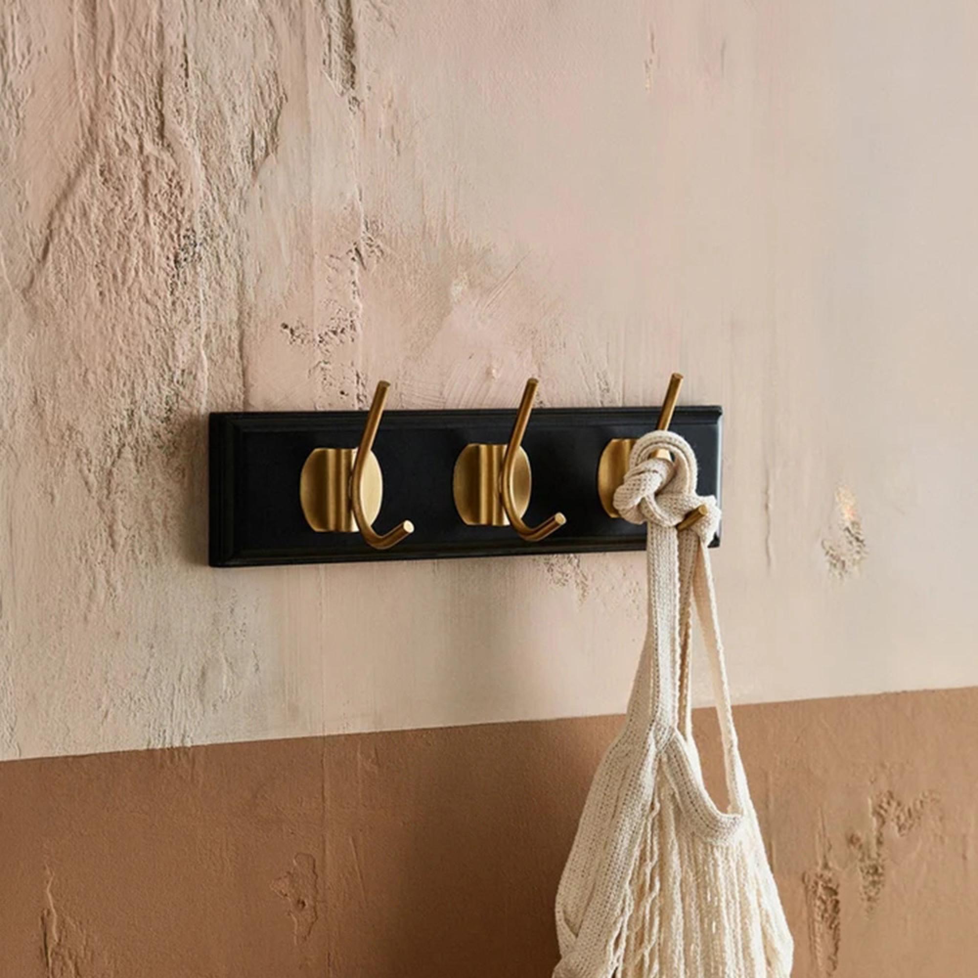 Edgy Coat Rack - Set of 4 - 3 Hooks - Black