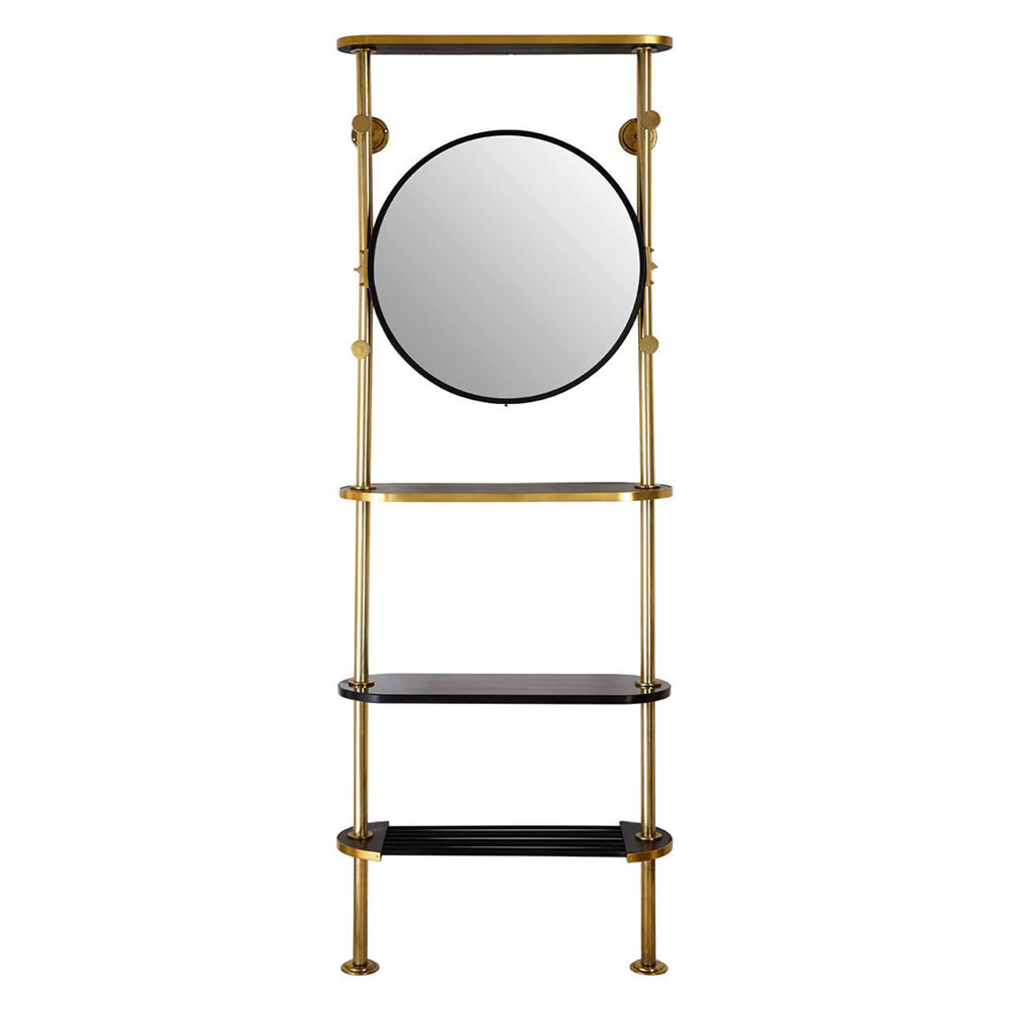 Hawkes Coat Rack - Antique Brass with Mirror