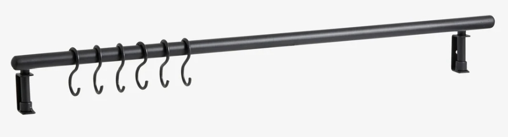 Malo Wall Shelf - 6 Hooks - Matte Black