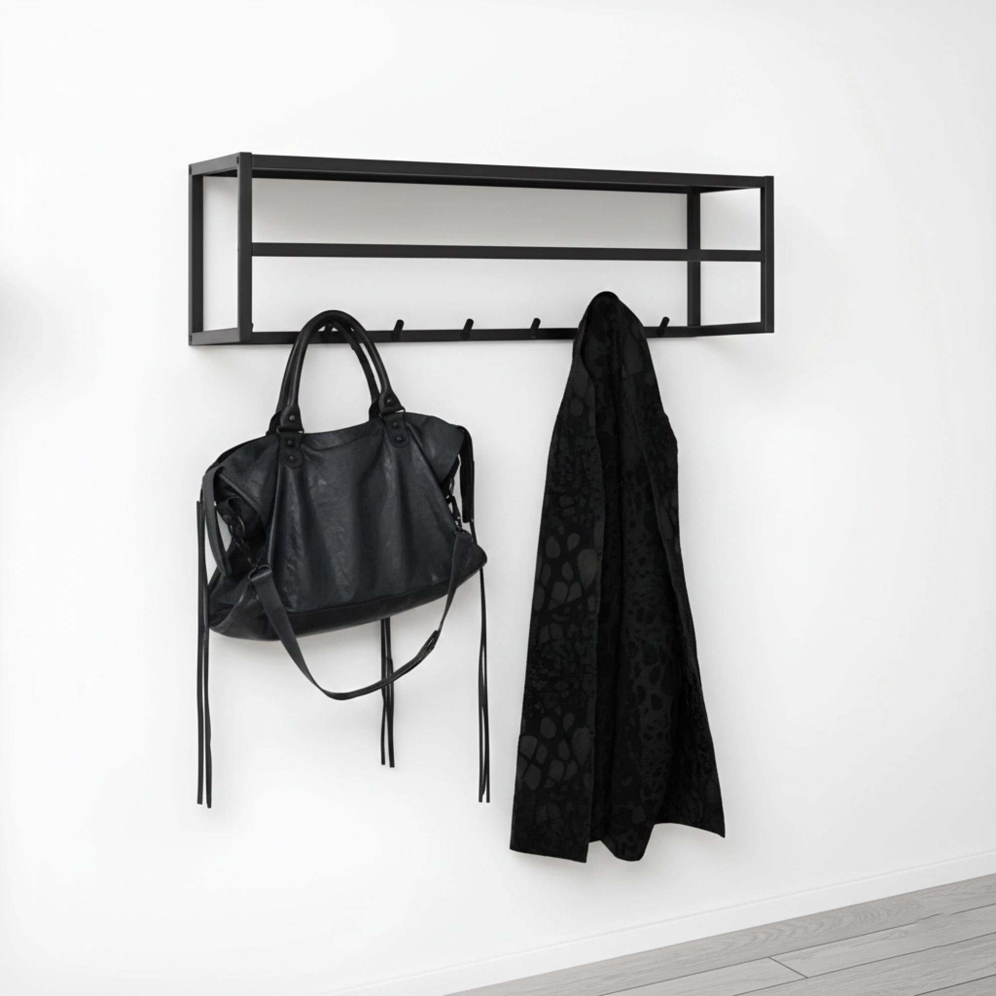 Seaford Clothes Rack - Wall Mounted - Black Metal