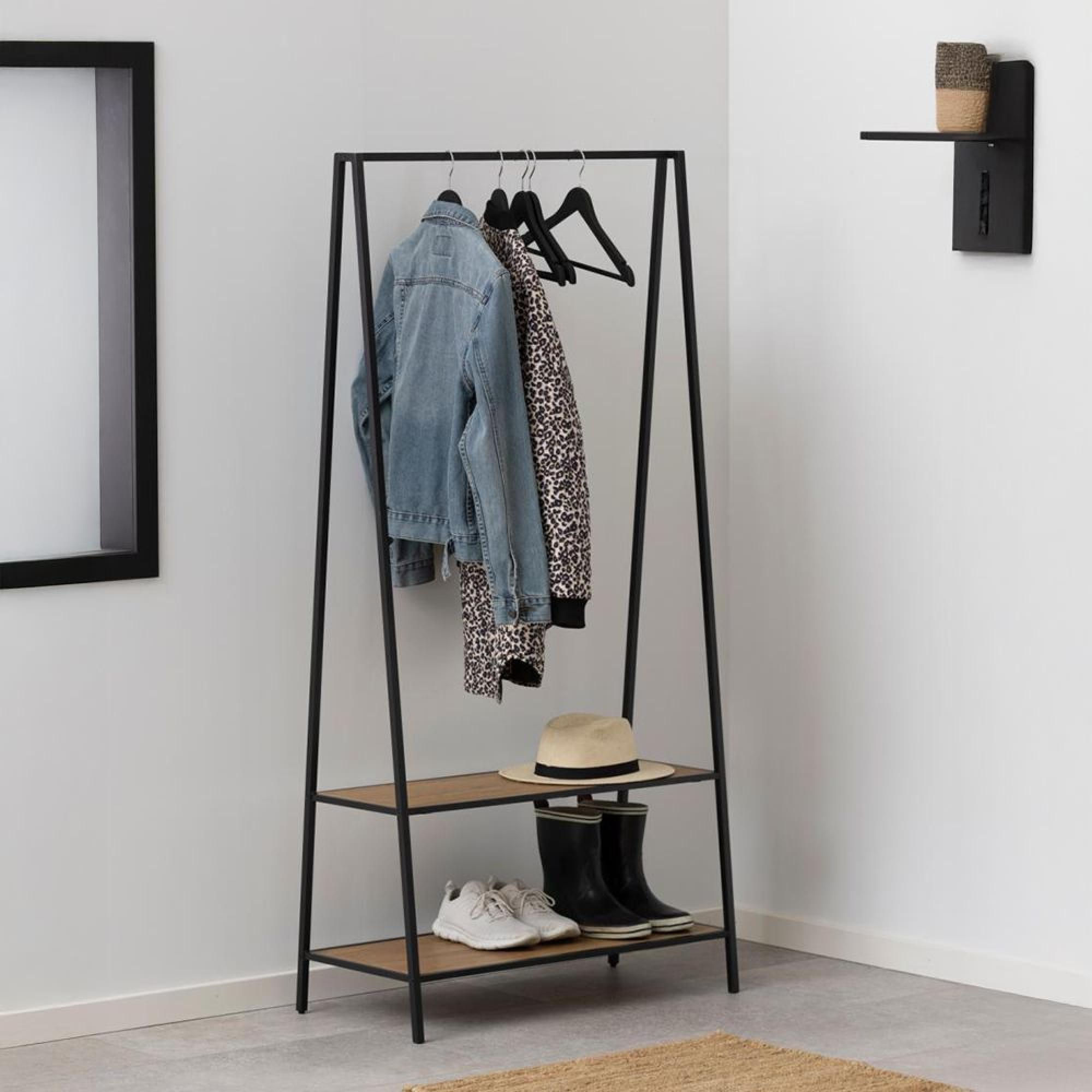 Seaford Clothes Rack - Oak and Black Metal