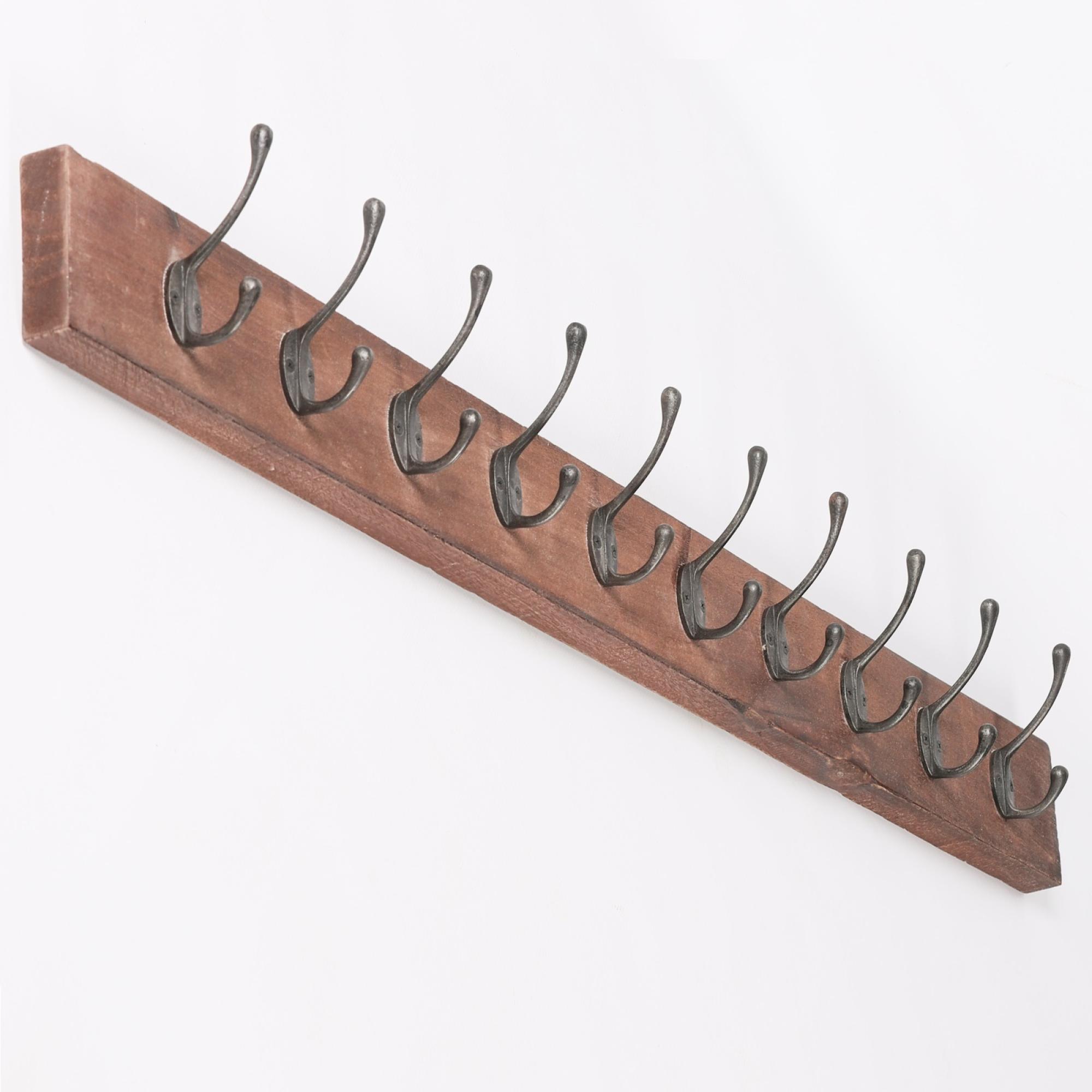 Wooden Coat Rack - 10 Hooks