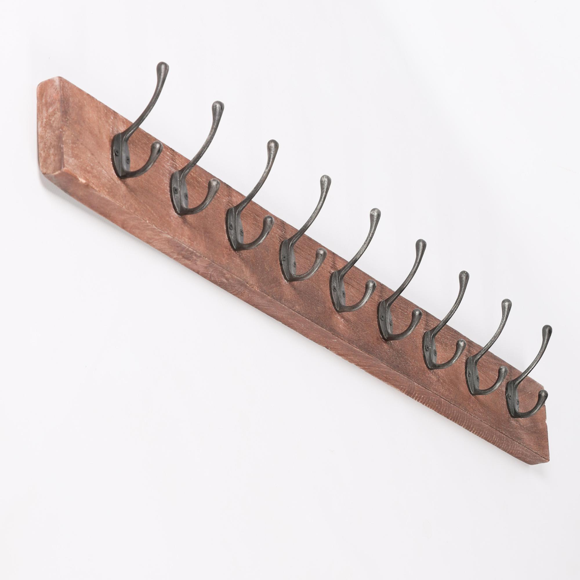 Wooden Coat Rack - 9 Hooks