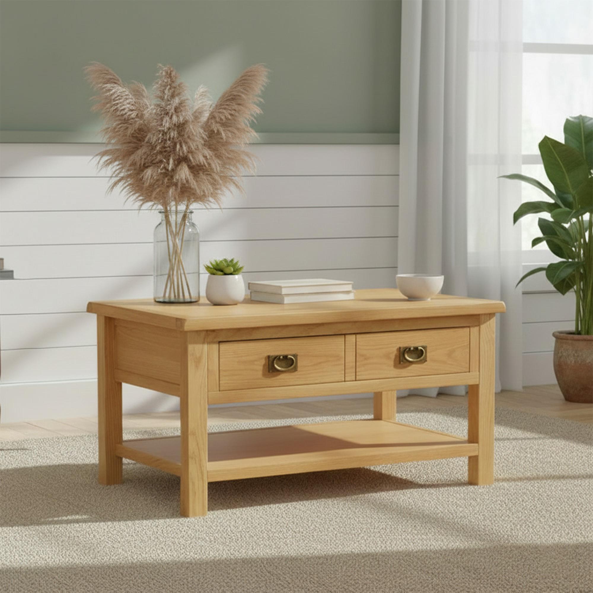 Salisbury Lite Coffee Table - 2 Drawer - Oak