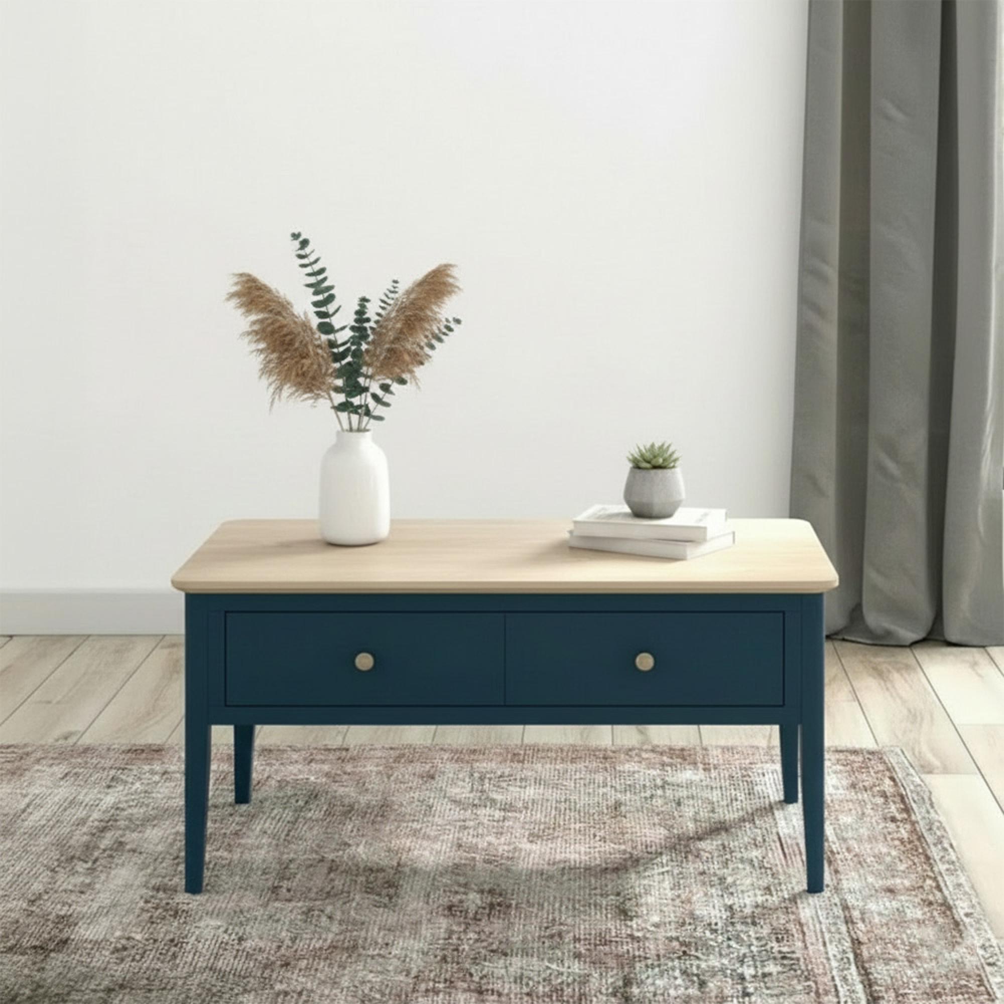 Marlow Coffee Table - 2 Drawer - Blue