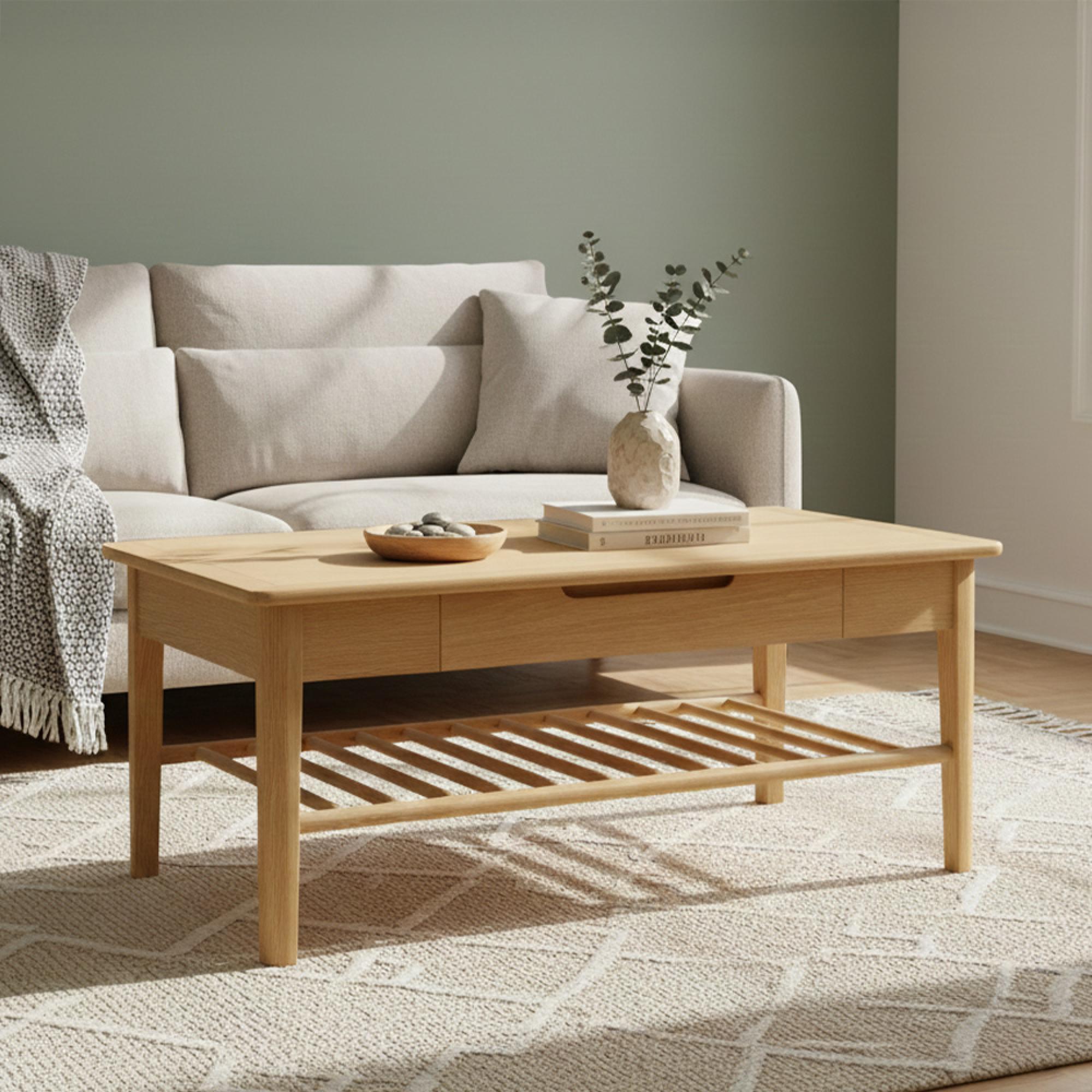 Twyford Coffee Table - 1 Drawer - Oak