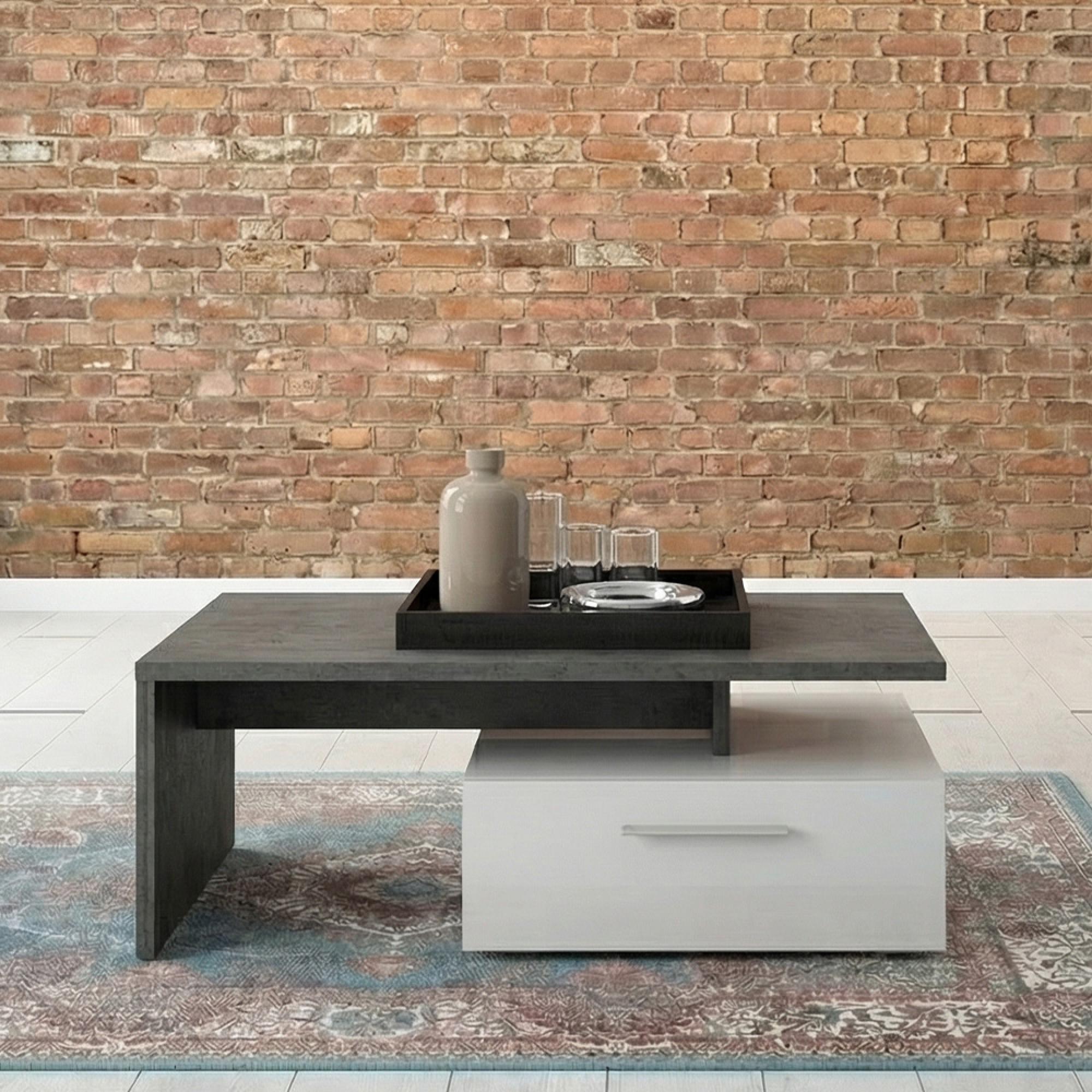 Zingaro Coffee Table - 2 Drawer - Grey and White