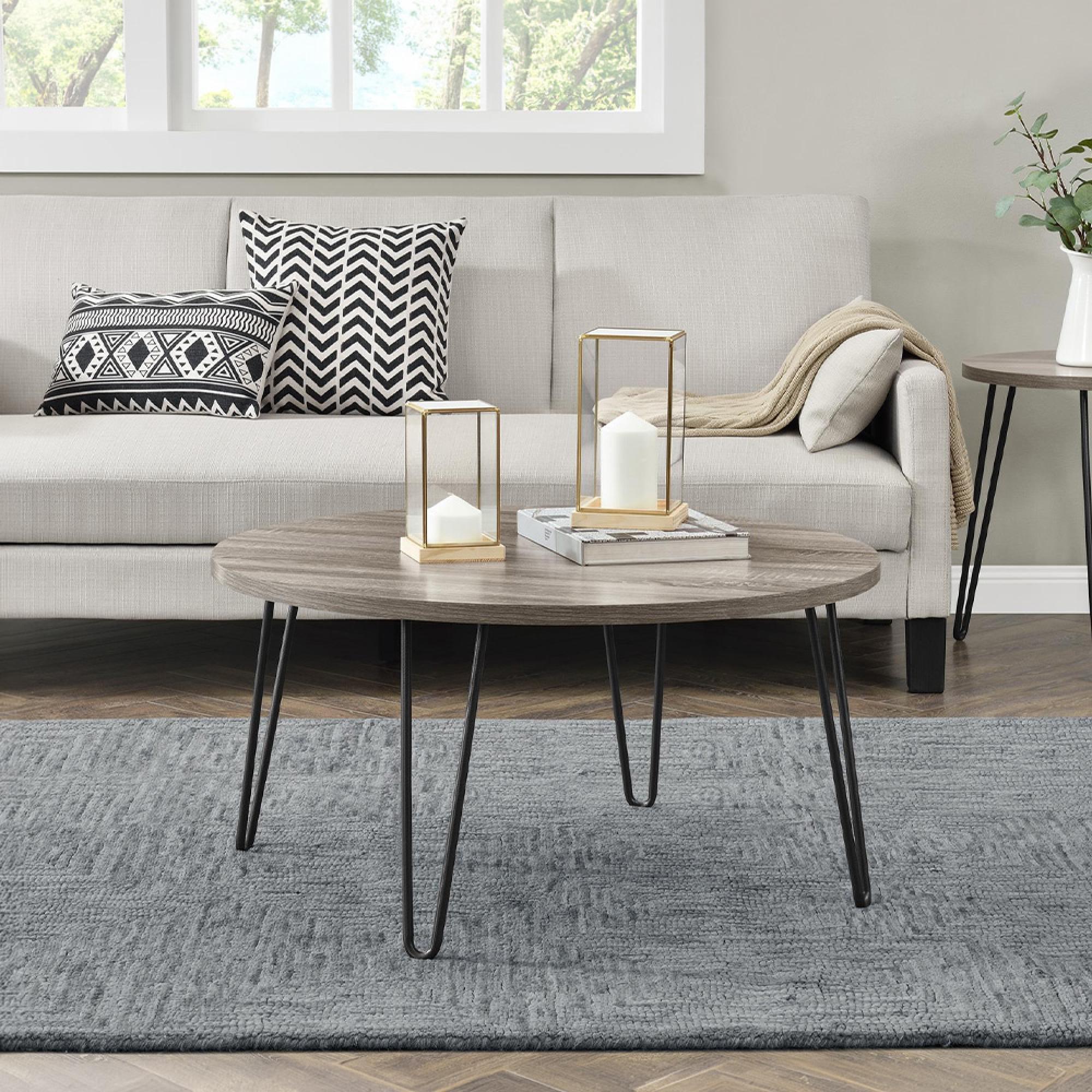 Owen Retro Coffee Table - Round - Grey Oak - 3615307COMUK