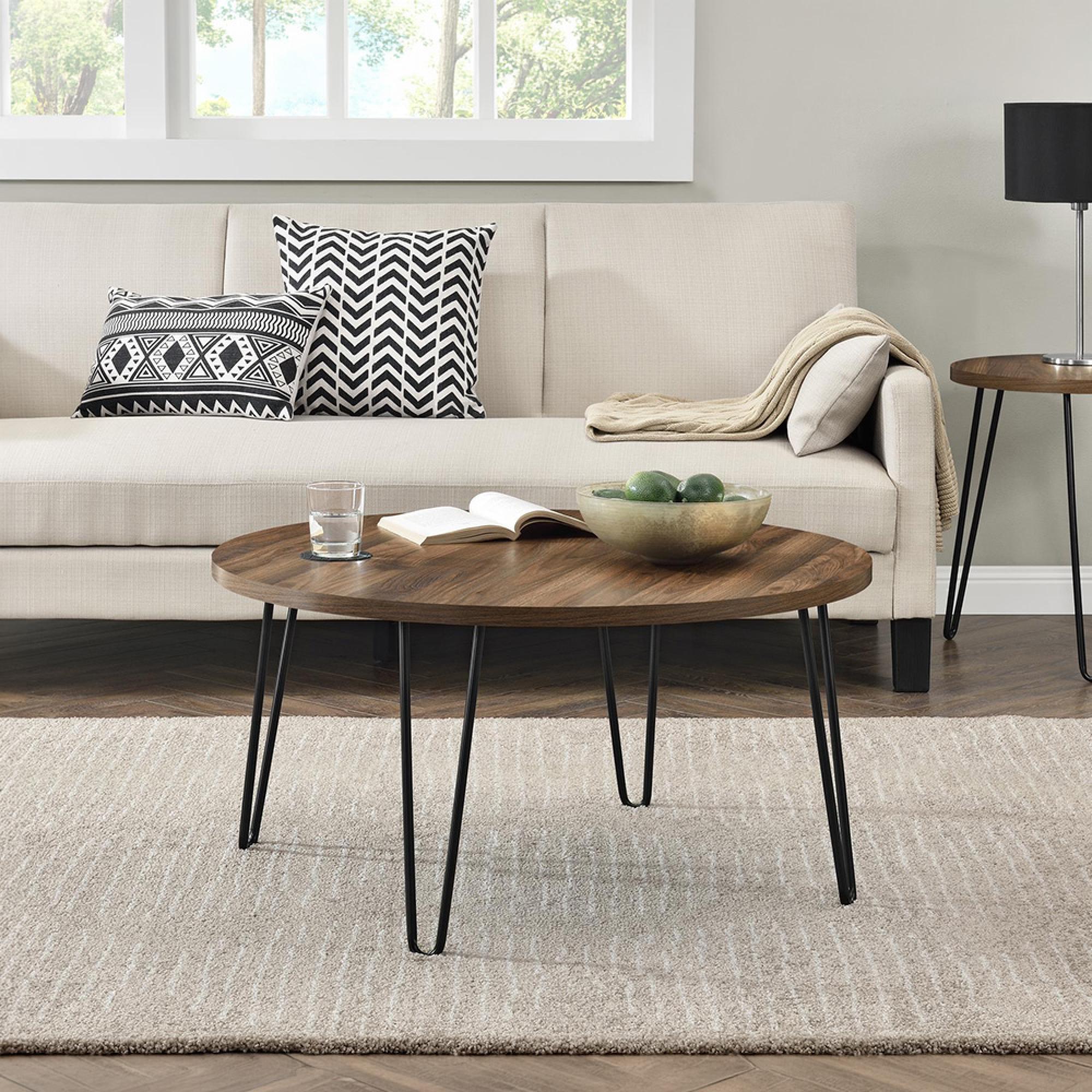 Owen Retro Coffee Table - Round - Walnut - 3615222COMUK