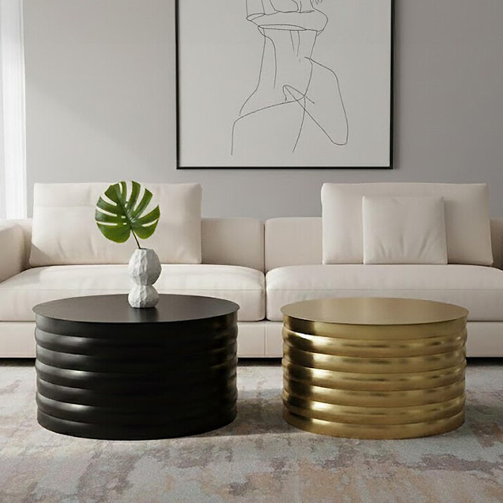 Arti Coffee Tables - Set of 2 - Round - Black - Metal