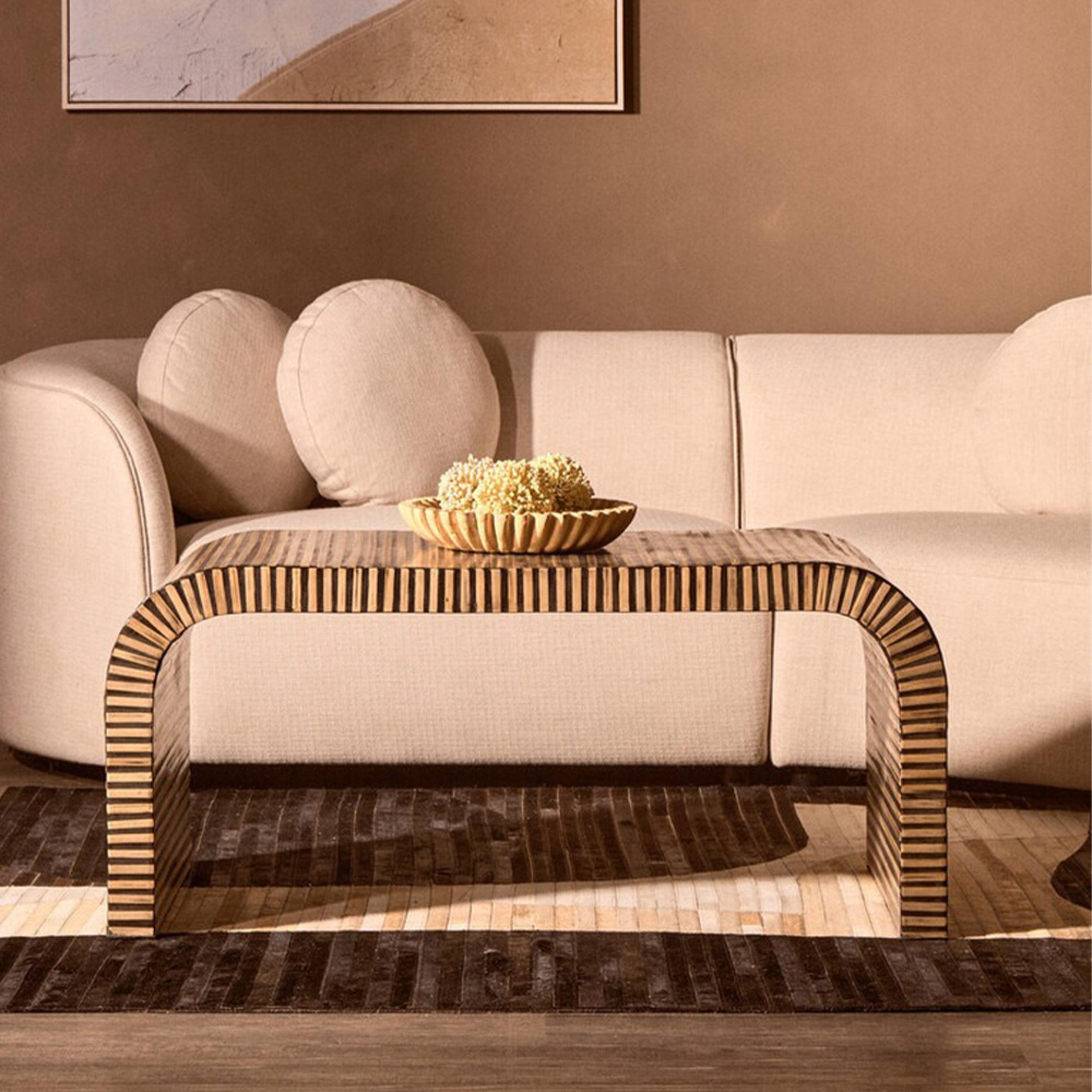 Bambusa Coffee Table - Curved - Bamboo Inlay