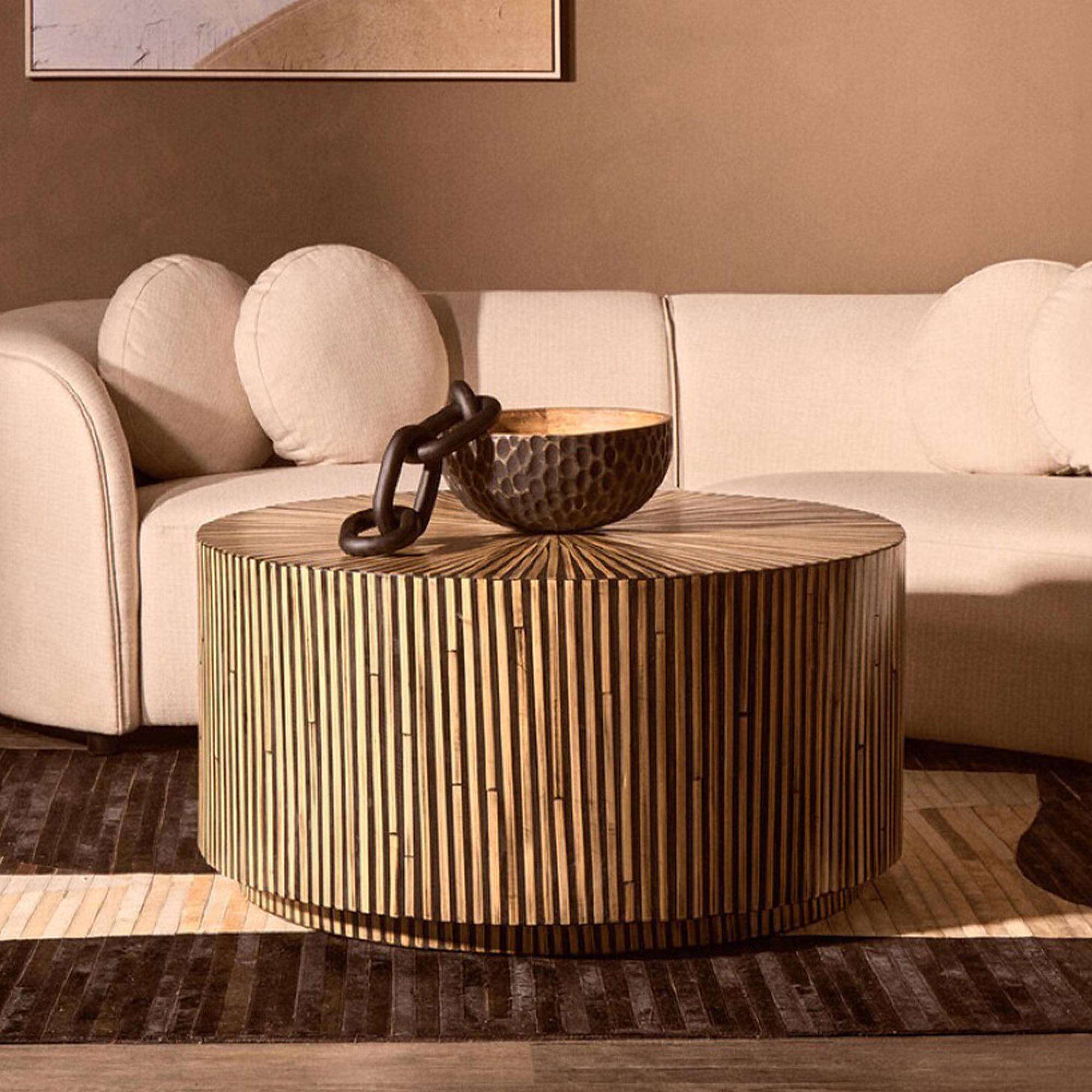 Bambusa Coffee Table - Round - Bamboo Inlay