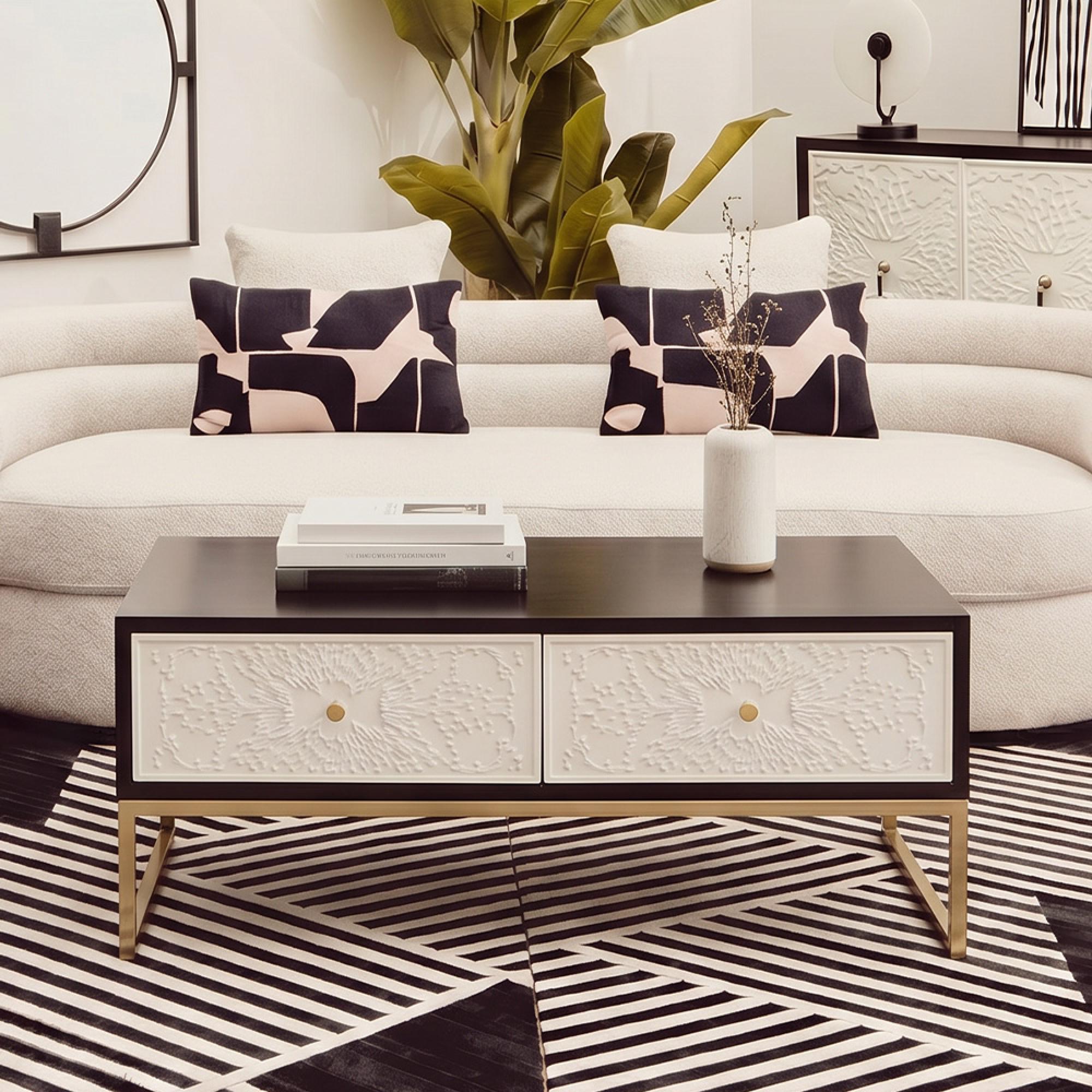 Dumas Coffee Table - 4 Drawer - Black and White