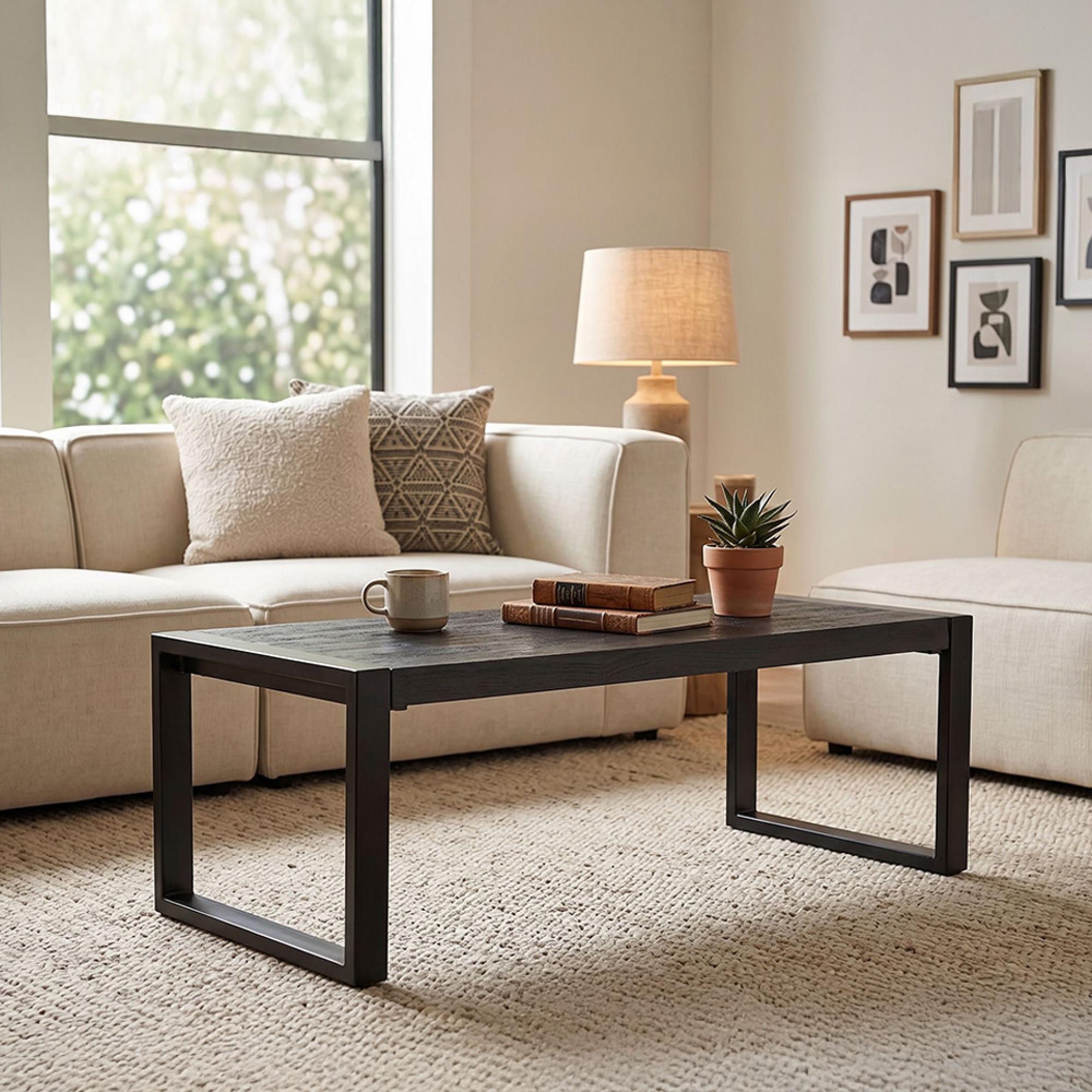 Norris Coffee Table - Large - Charcoal - Rustic Mango Wood