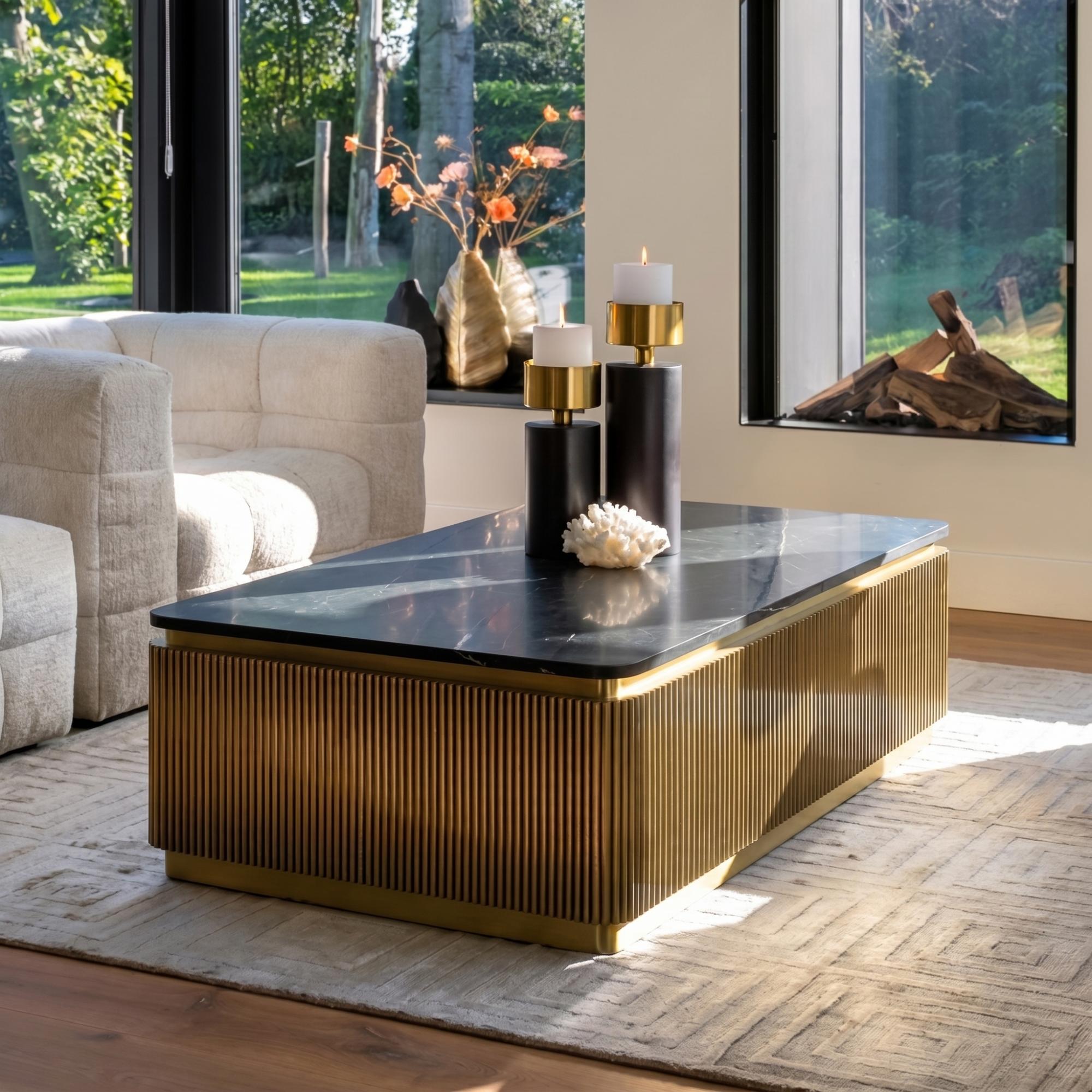 Ironville Brass Ribbed Coffee Table