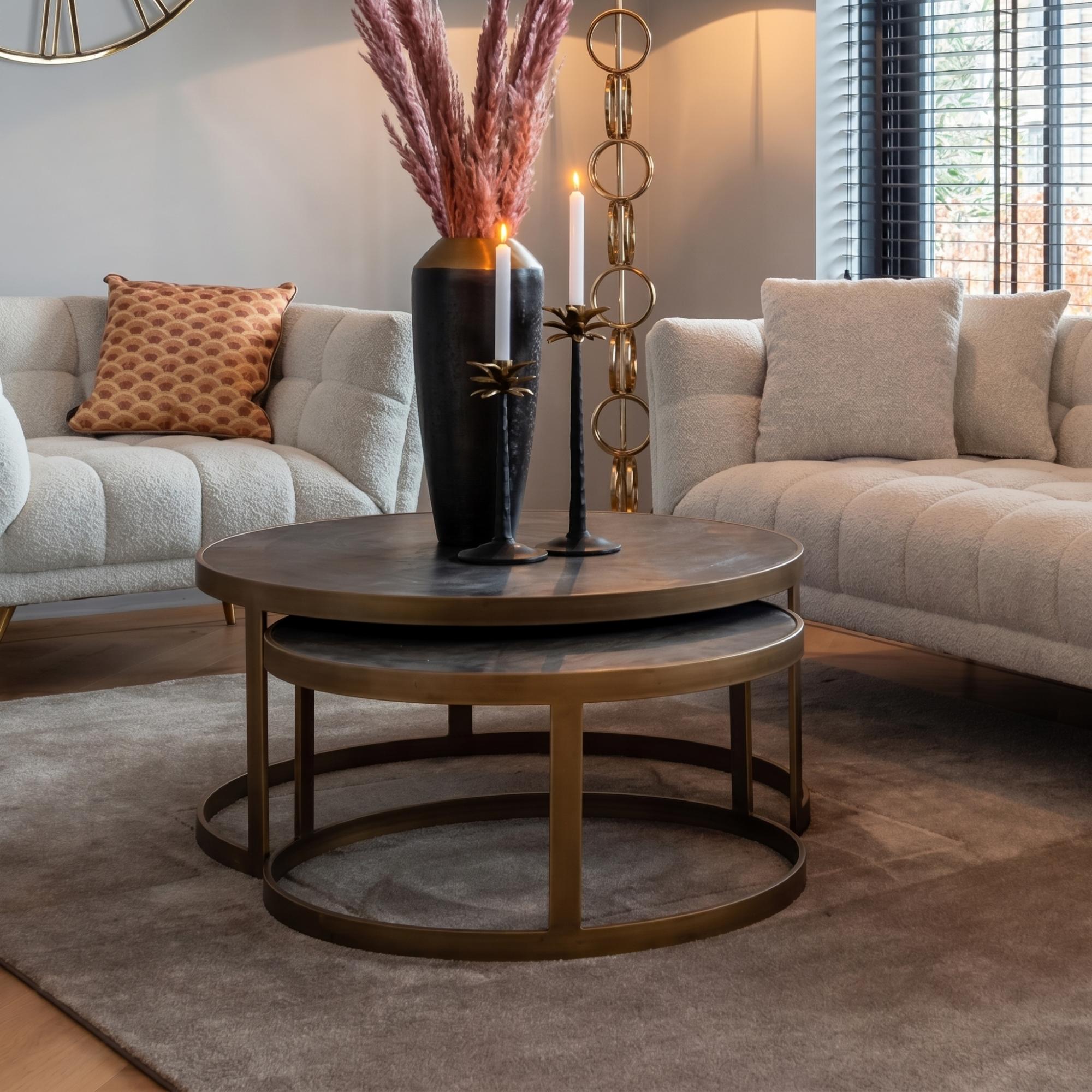 Blackbone Black and Brass 2 Tier Coffee Tables
