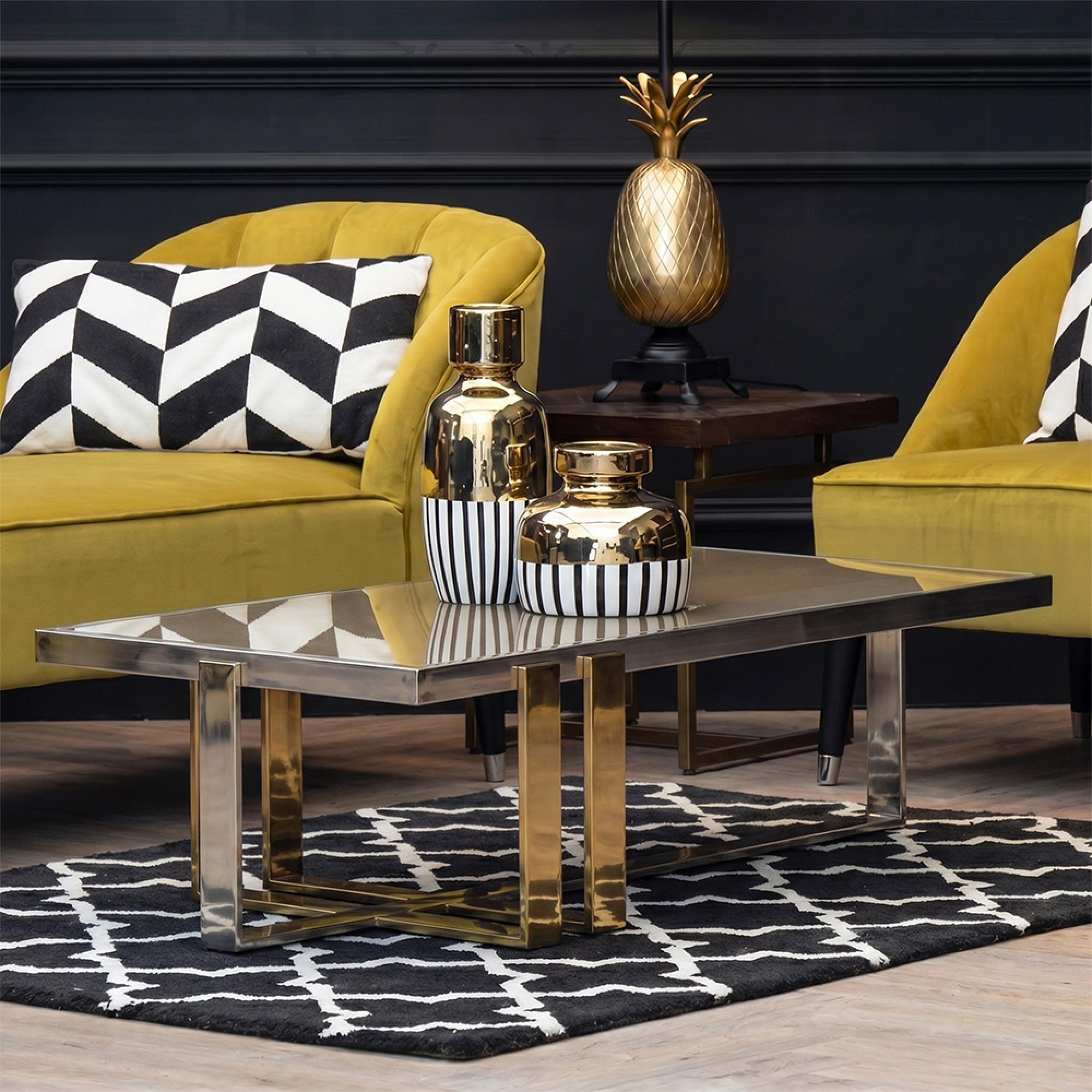 Demas Coffee Table - Taupe Glass with Metal Legs