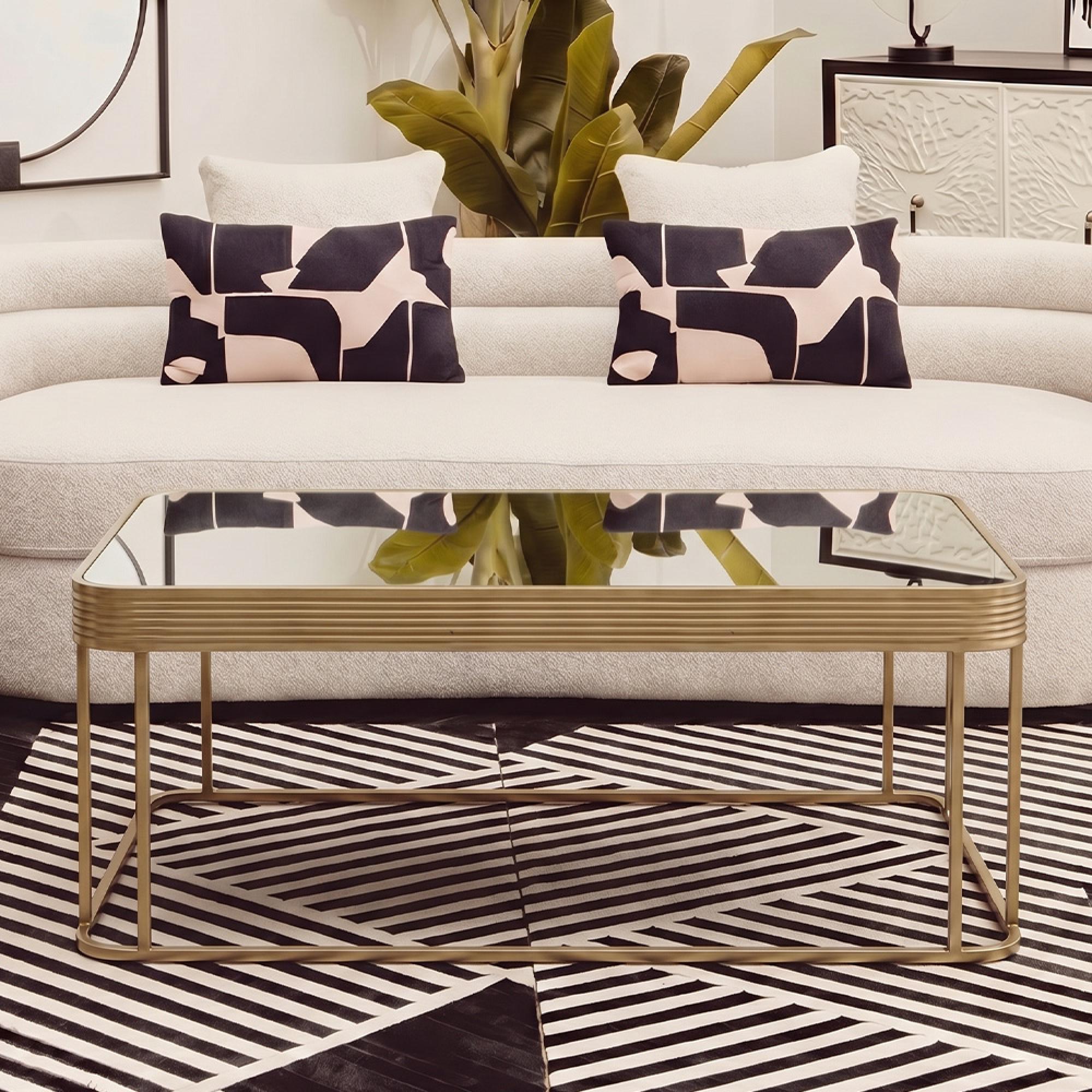 Ella Coffee Table - Mirrored with Gold Metal