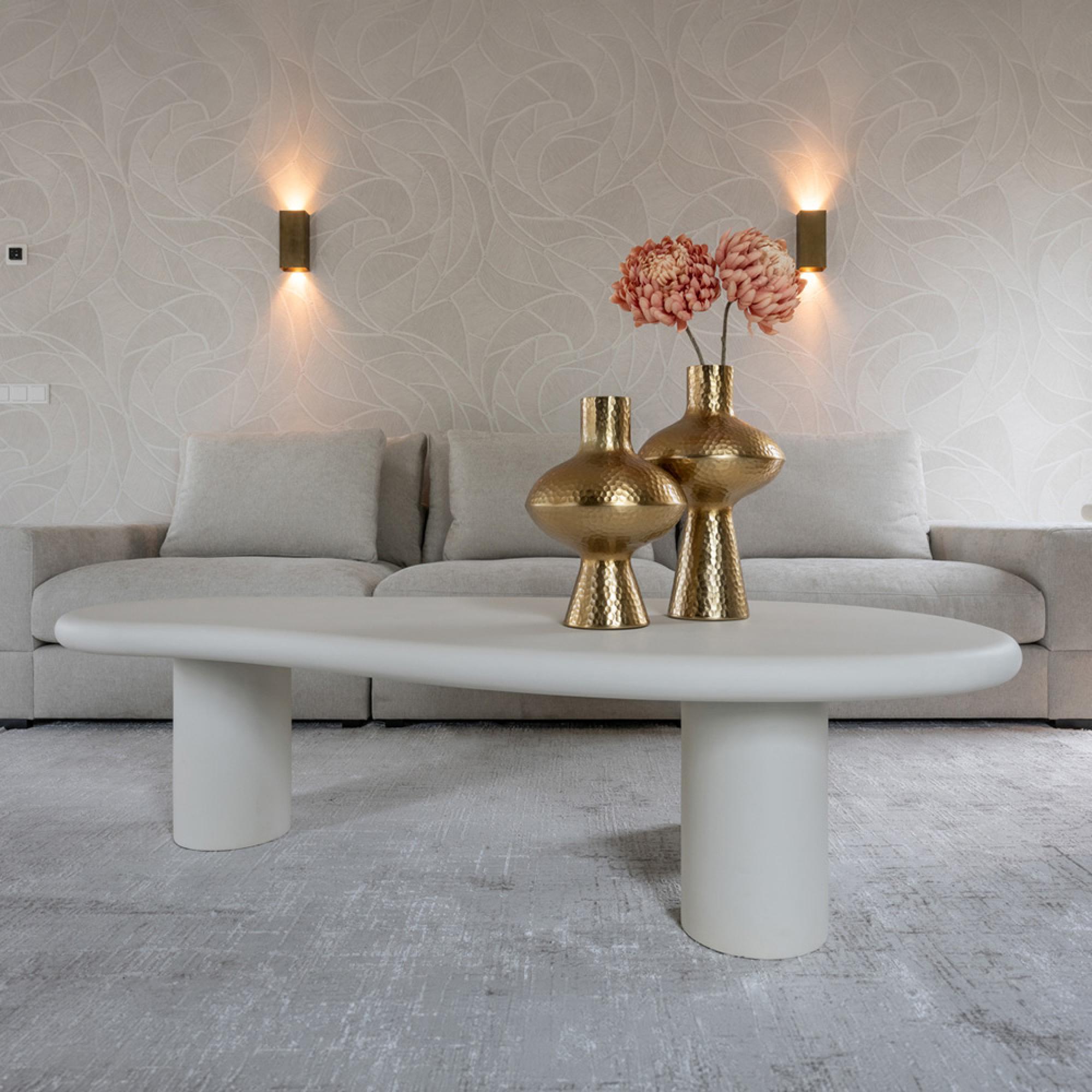 Bloomstone White Lime Plaster Curved Large Coffee Table