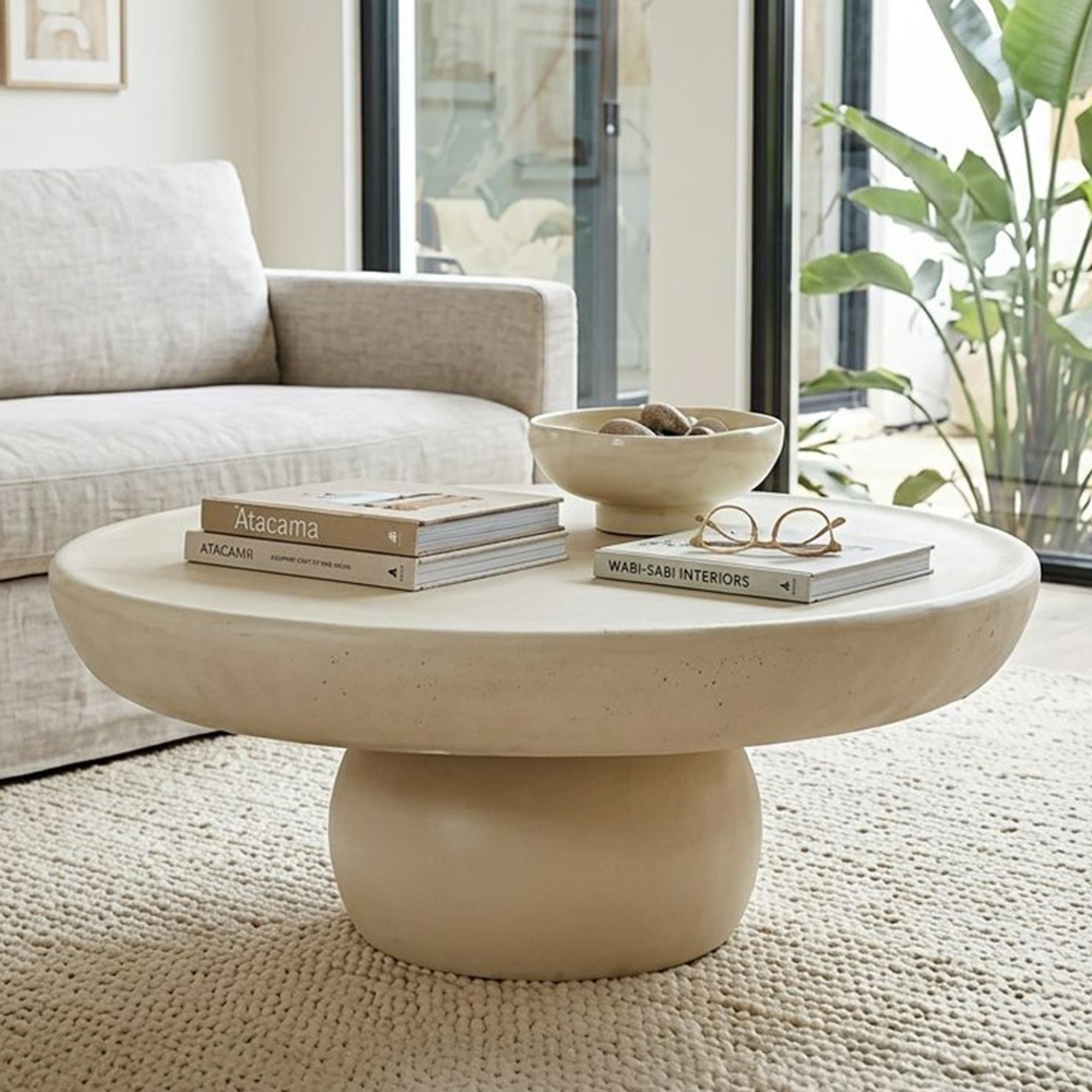 Brix Dune Coffee Table - Round - Low - Sandy - Concrete