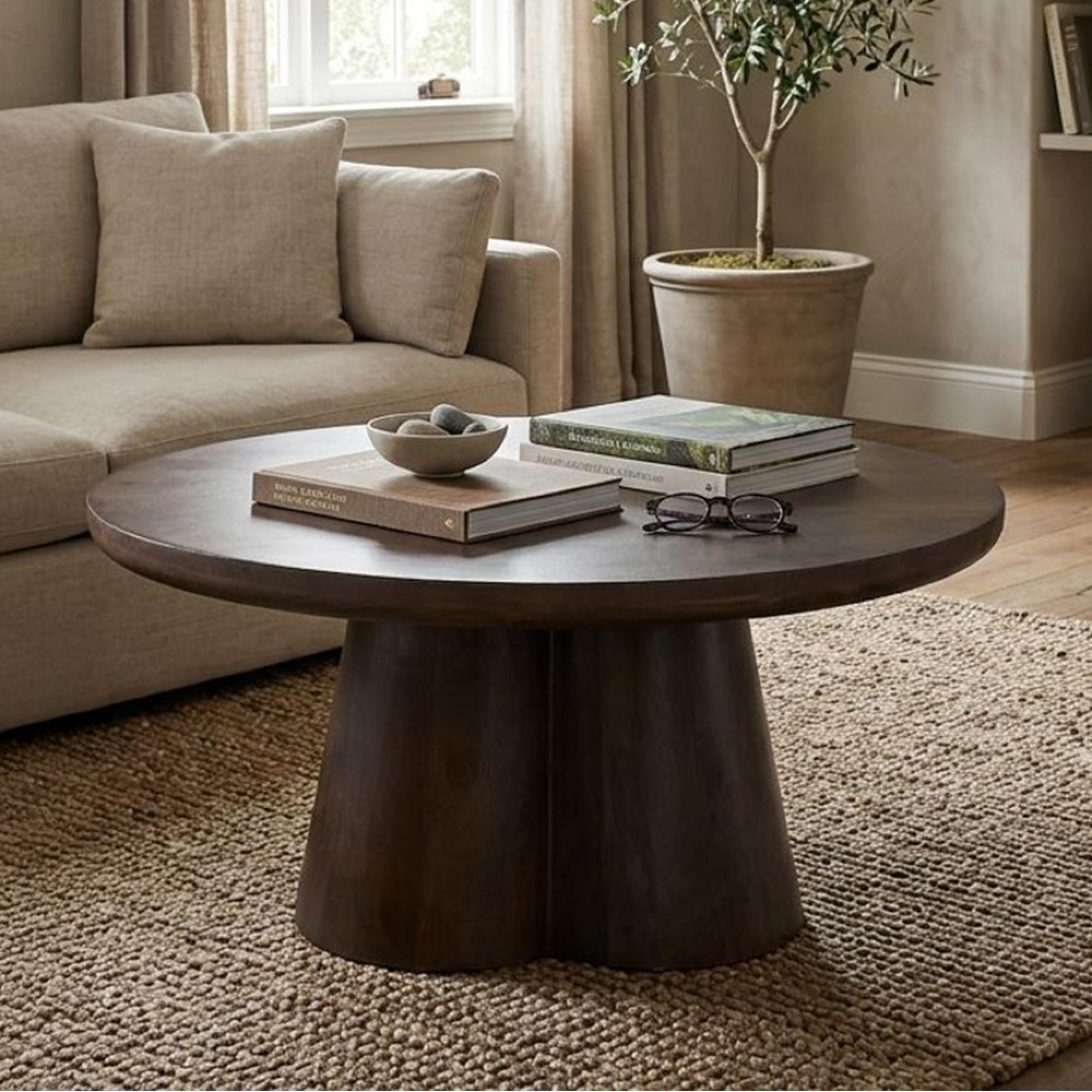 Brix Clubs Coffee Table - Round - Chestnut - Mango Wood