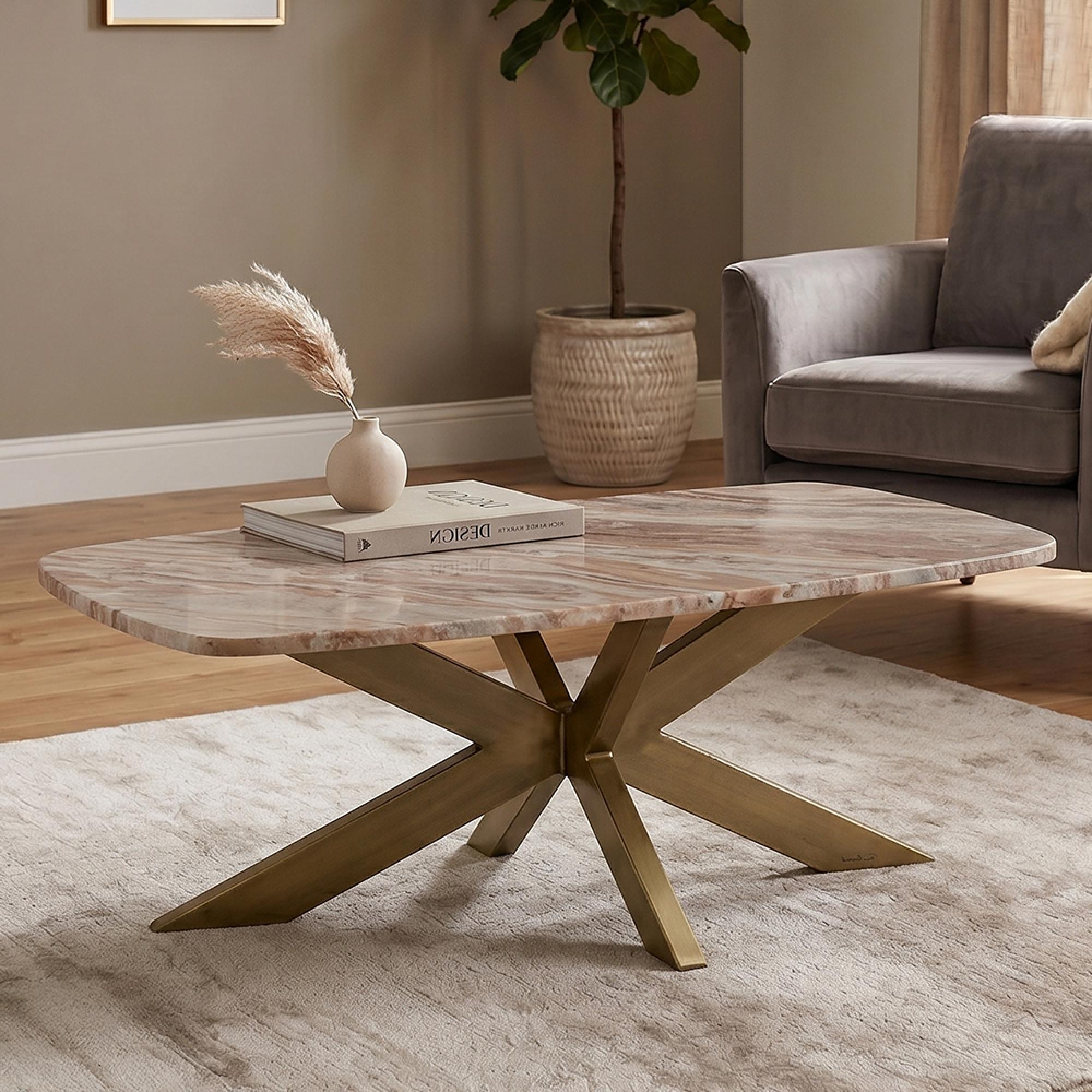 Bottega Coffee Table - Spider Legs - Blush Beige - Marble and Metal