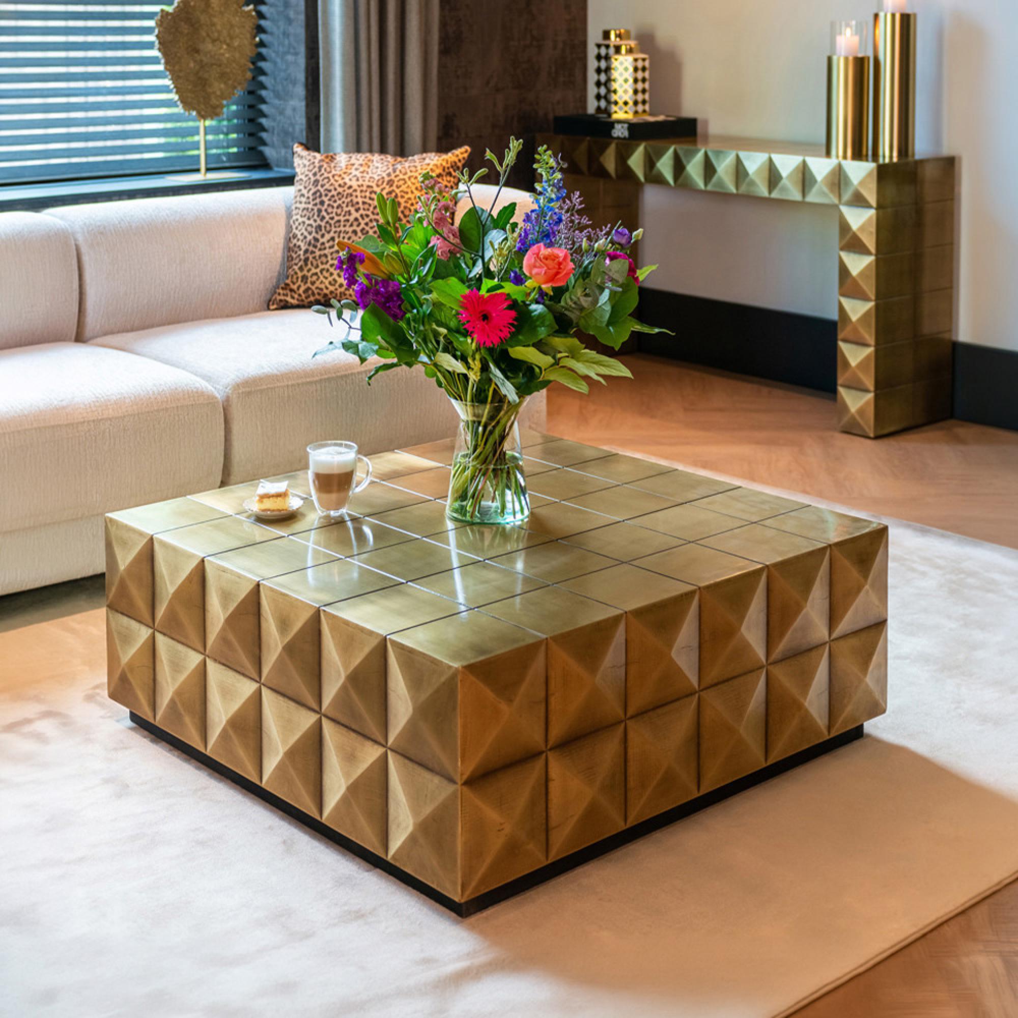 Collada Brass Cladded Square Coffee Table