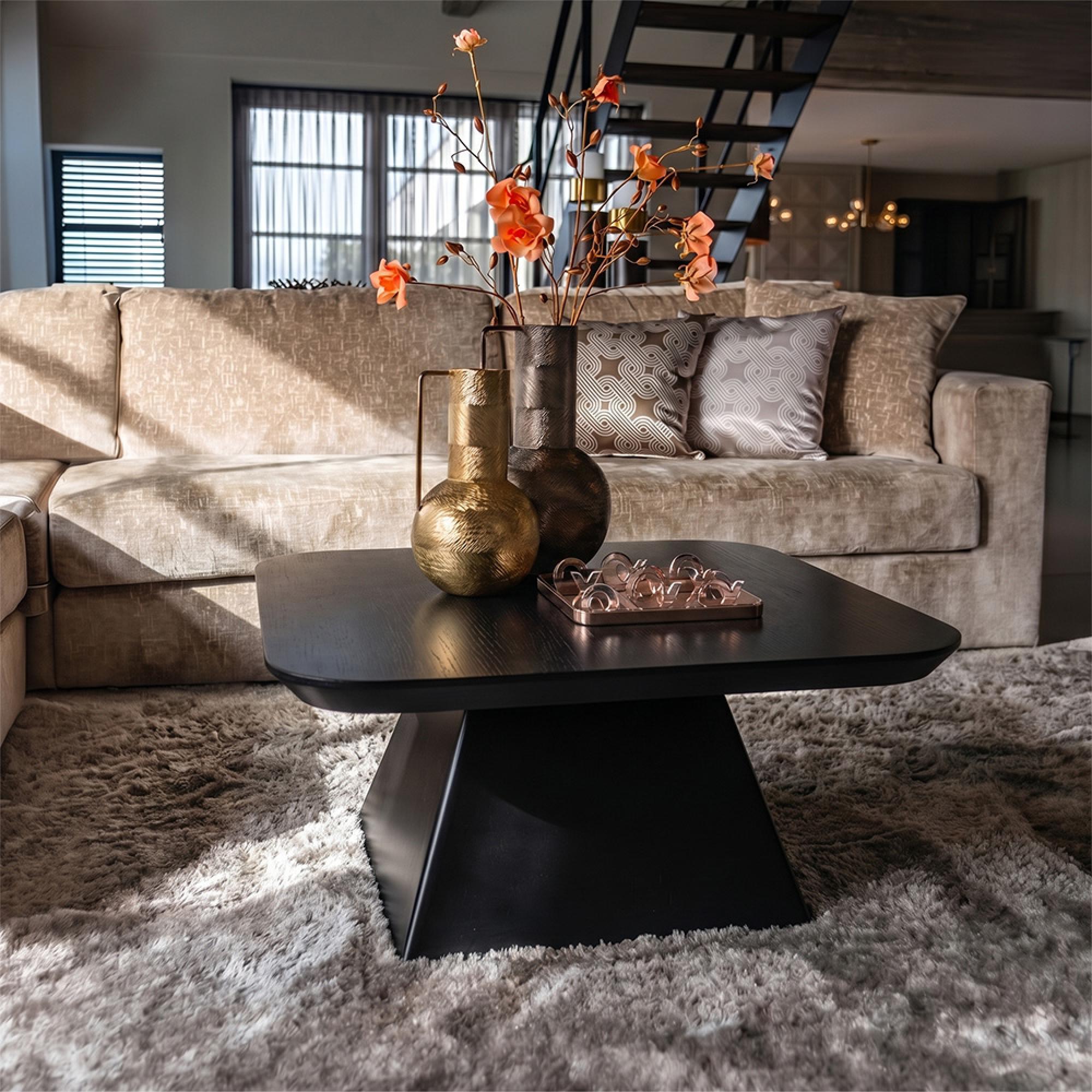 Bonvoy Black Oak Modern Edge Square Coffee Table