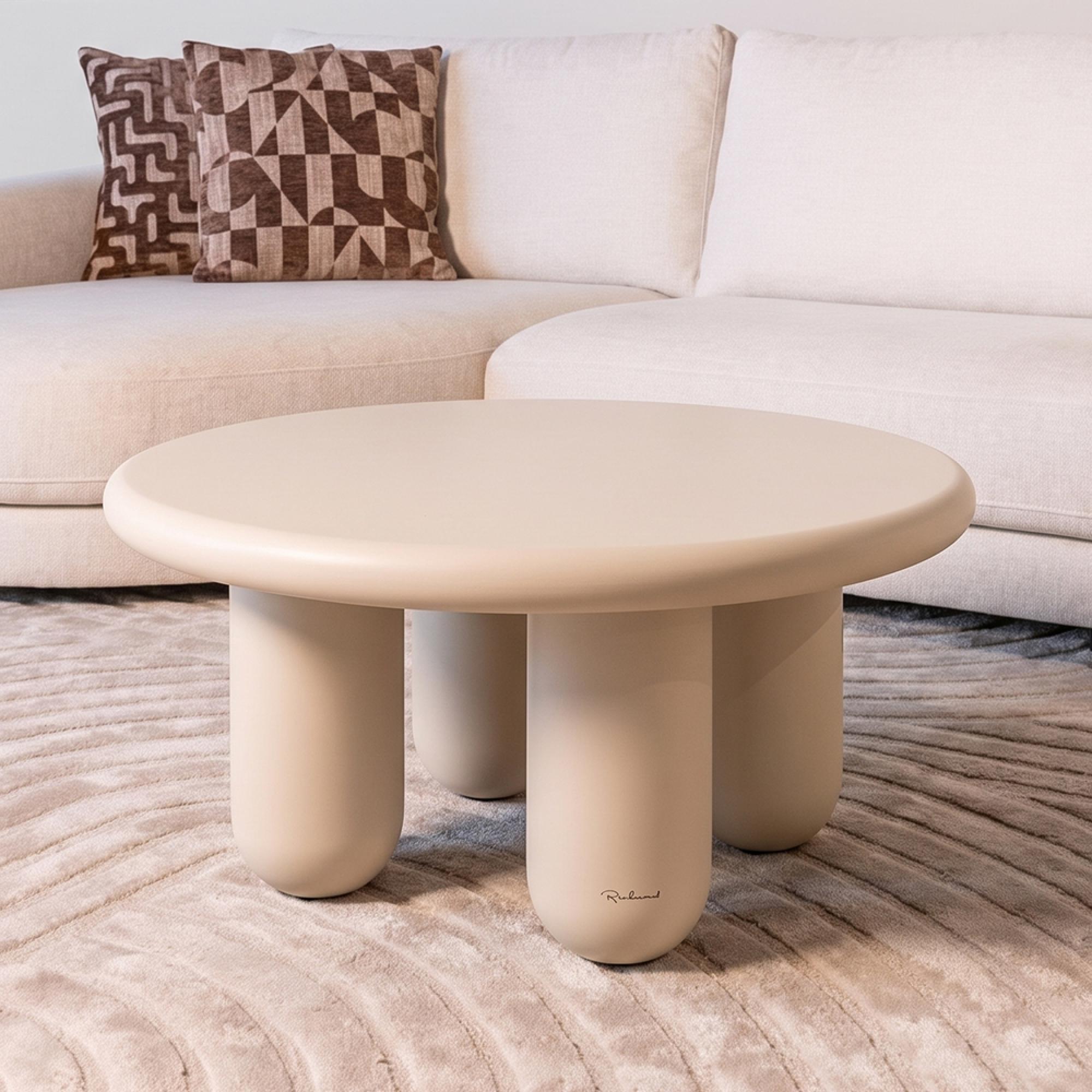 Calma Coffee Table - Round - Beige - Recycled Wood
