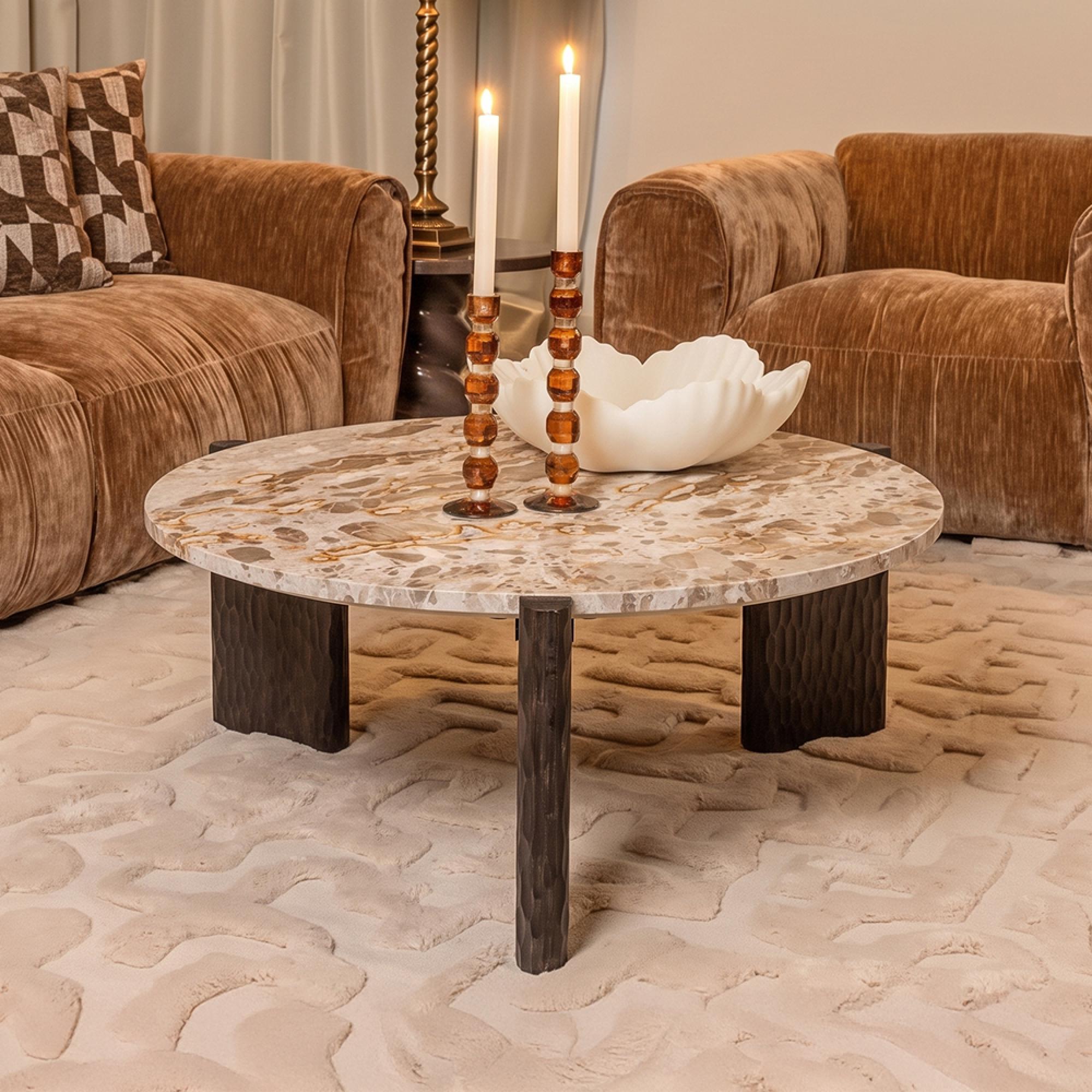 Kato Coffee Table - Round - Natural - Marble and Mango Wood