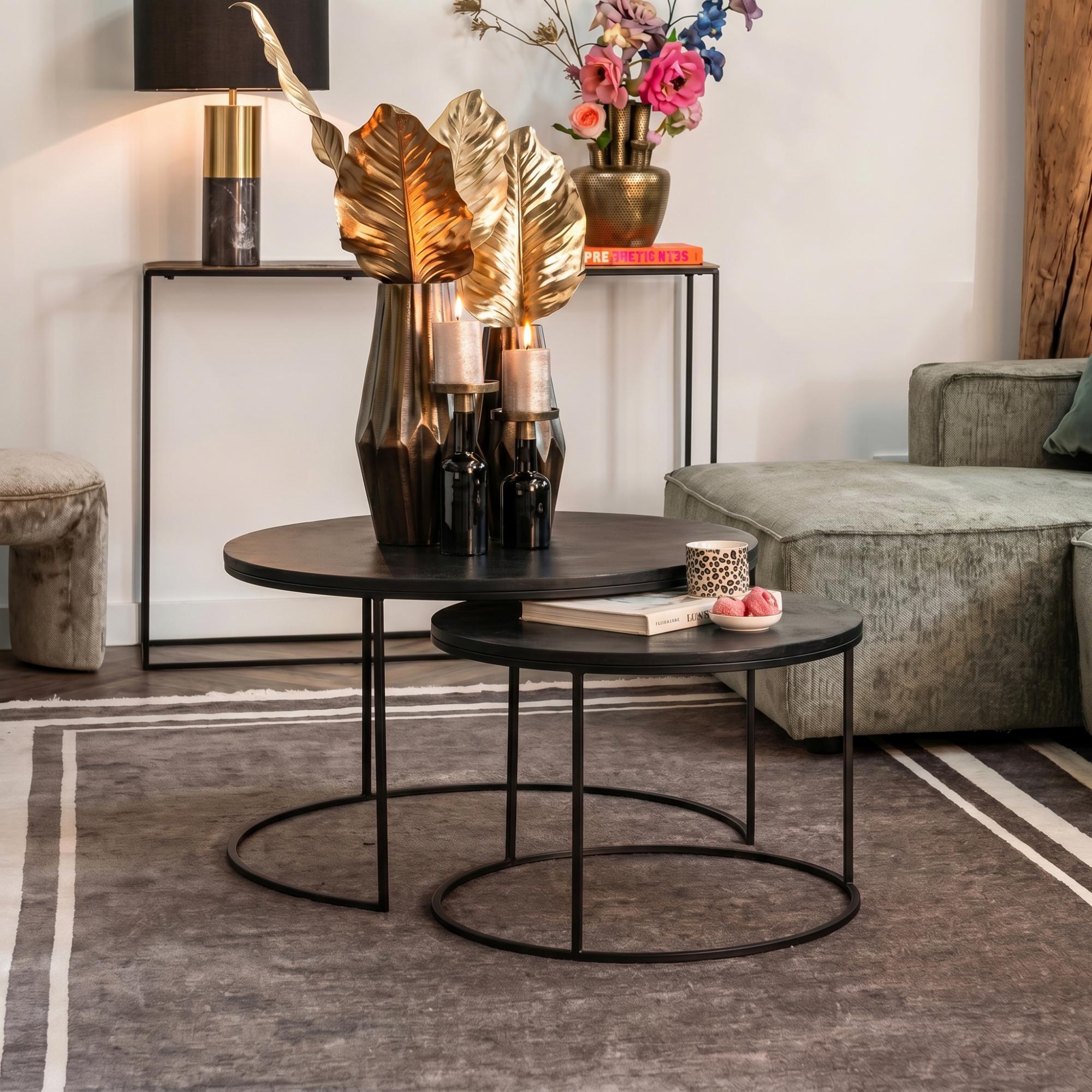 Bolder Black 2 Tier Round Coffee Tables