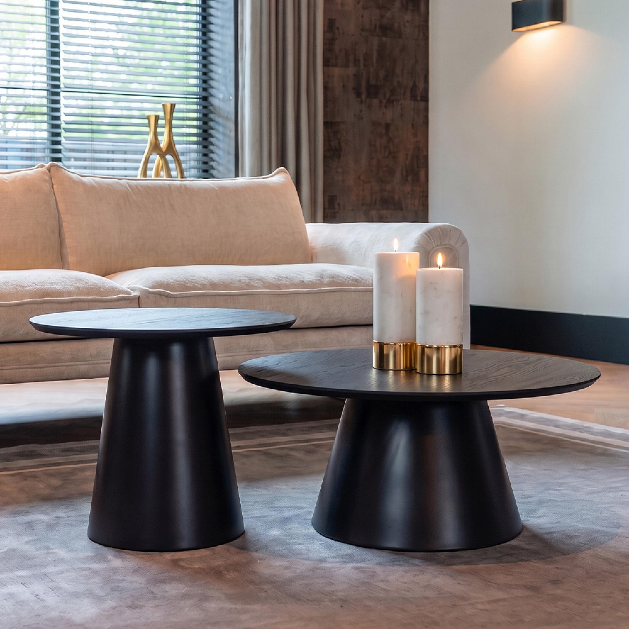 Jazz Black 2 Tier Round Coffee Tables