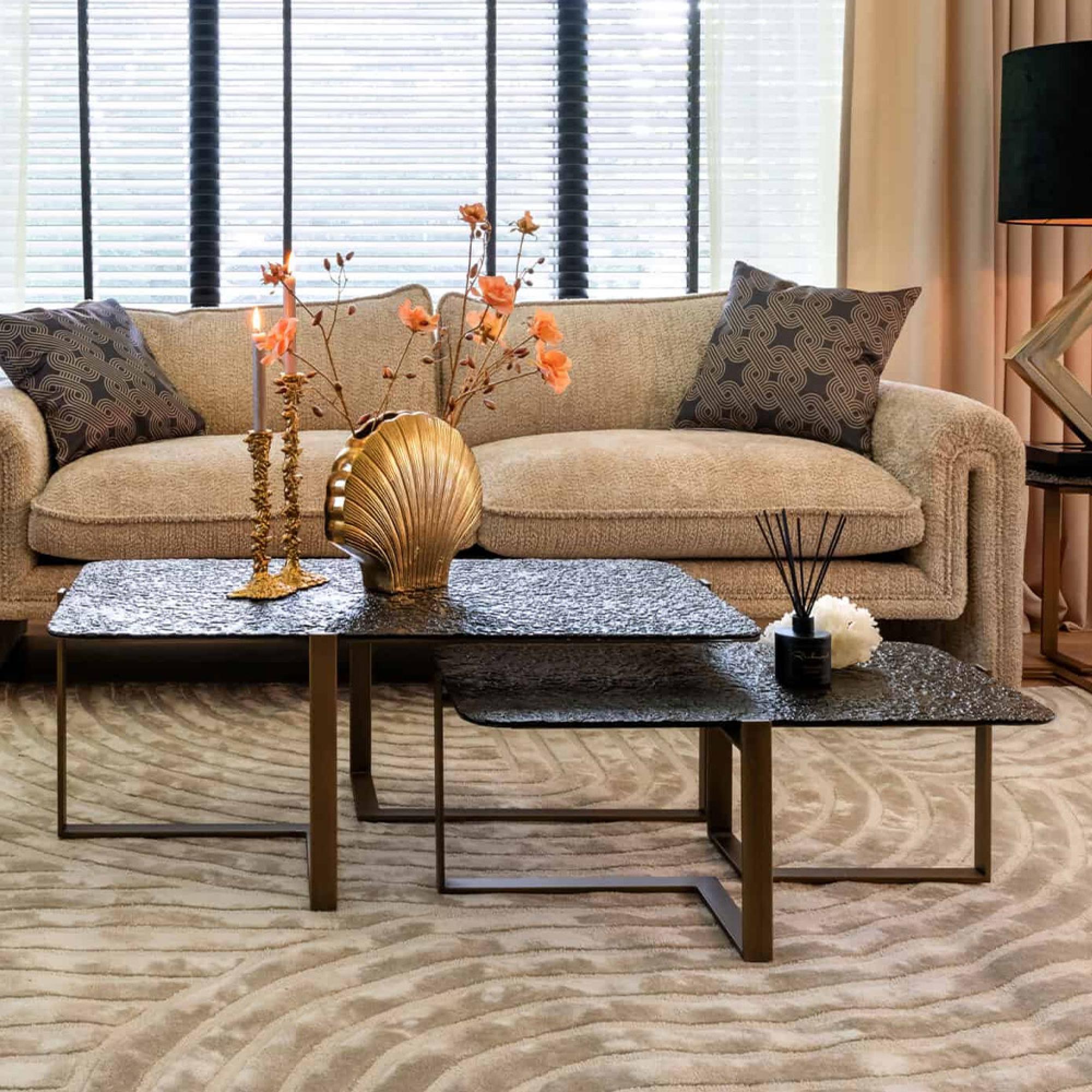 Sterling Black Glass 2 Tier Coffee Tables