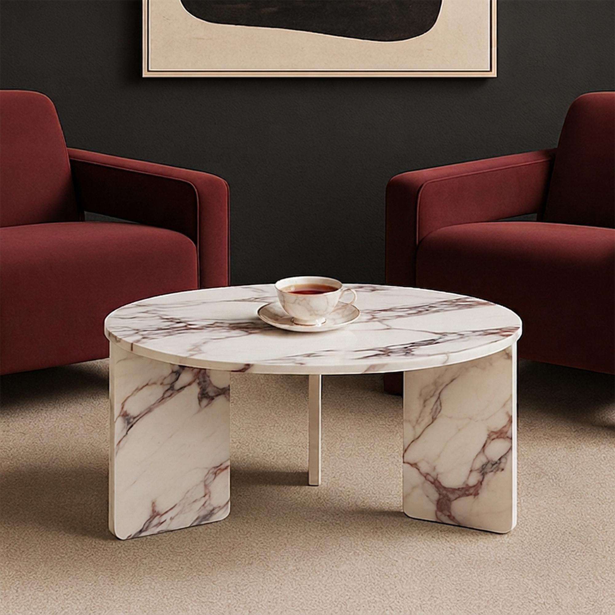 Halo Coffee Table - Round - Violetta - Marble Effect